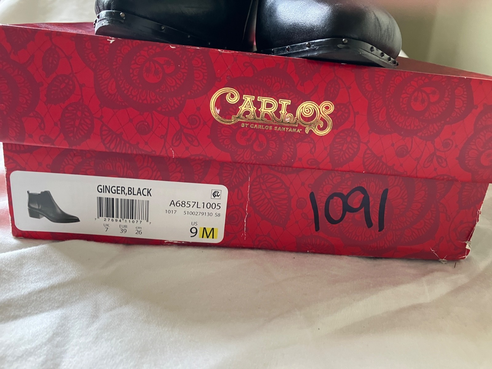 Carlos by Carlos Santana Ginger black leather chelsea boot 9M