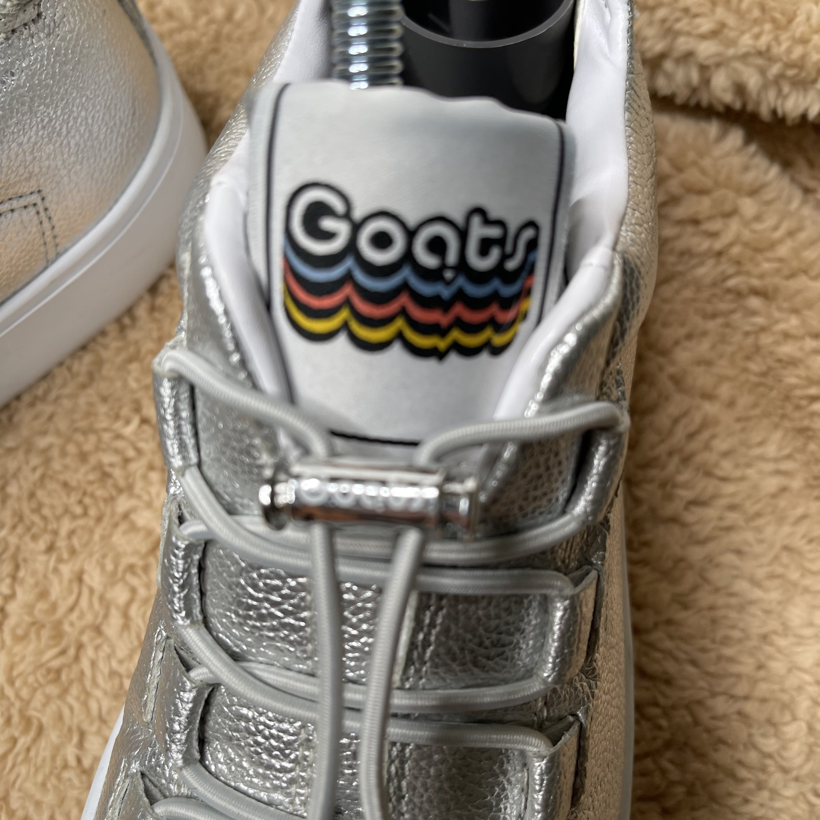Goats Silver Metallic Platform Sneakers Women Size 4 Leather Upper