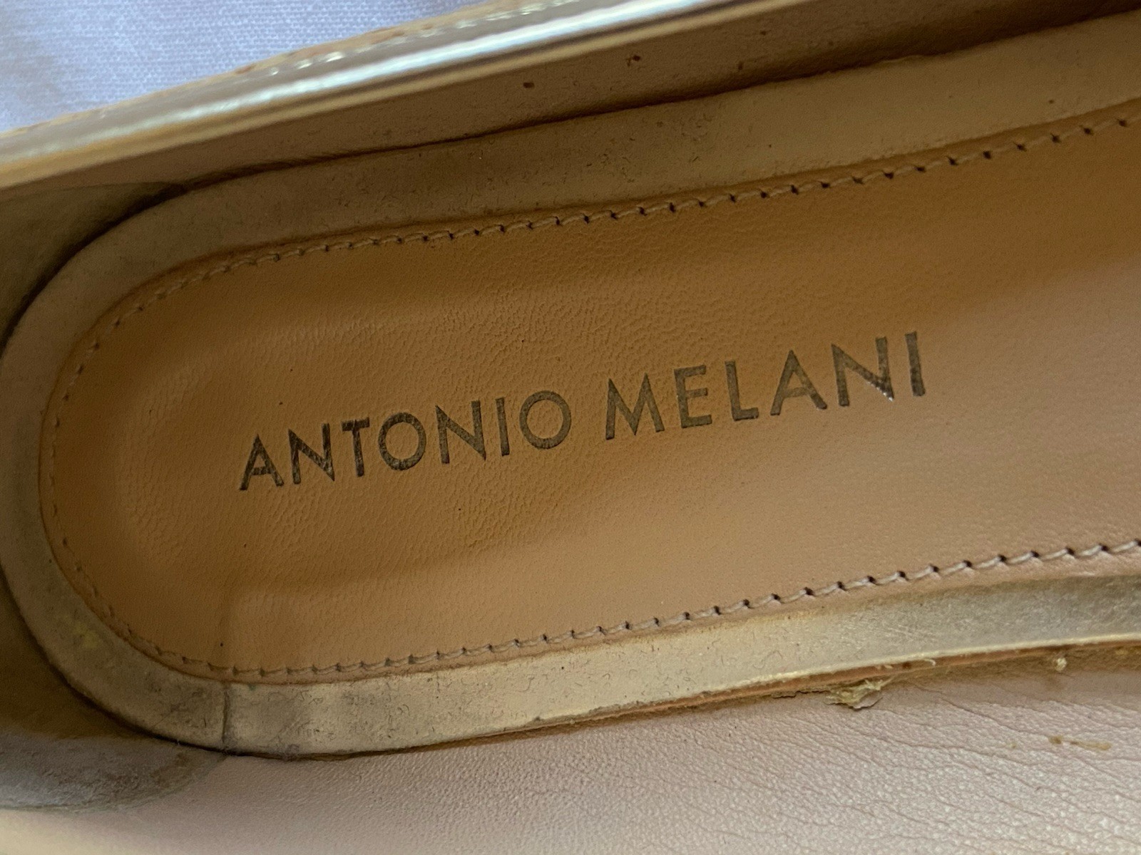 Antonio Melani Women’s Beige/Brown/Gold Gem Cork Spec Flat Loafers Shoes Size 8M