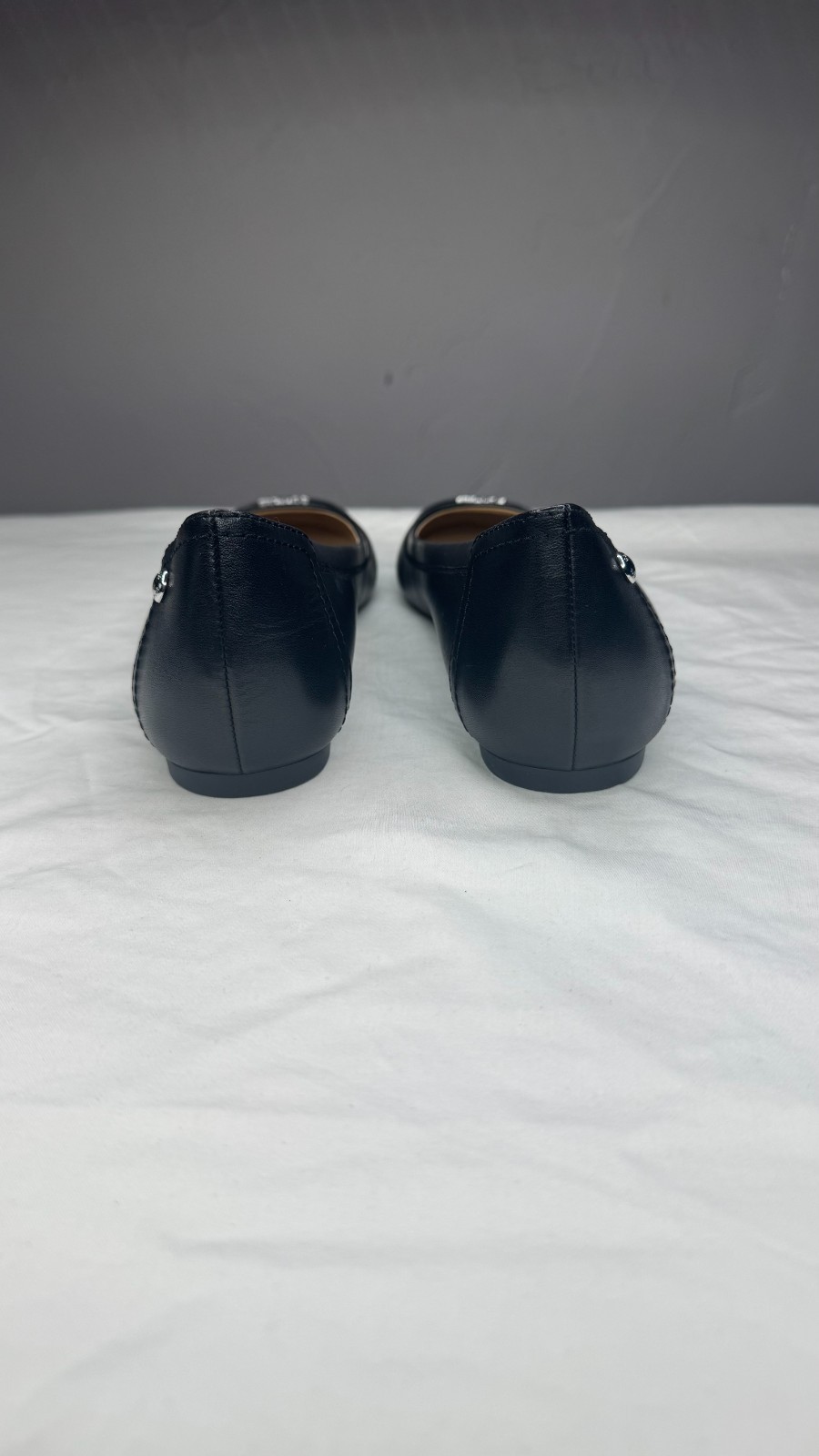 Coach Chelsea Ballet Flats Black Matte Calf Patent Cap Toe Leather Women’s Size