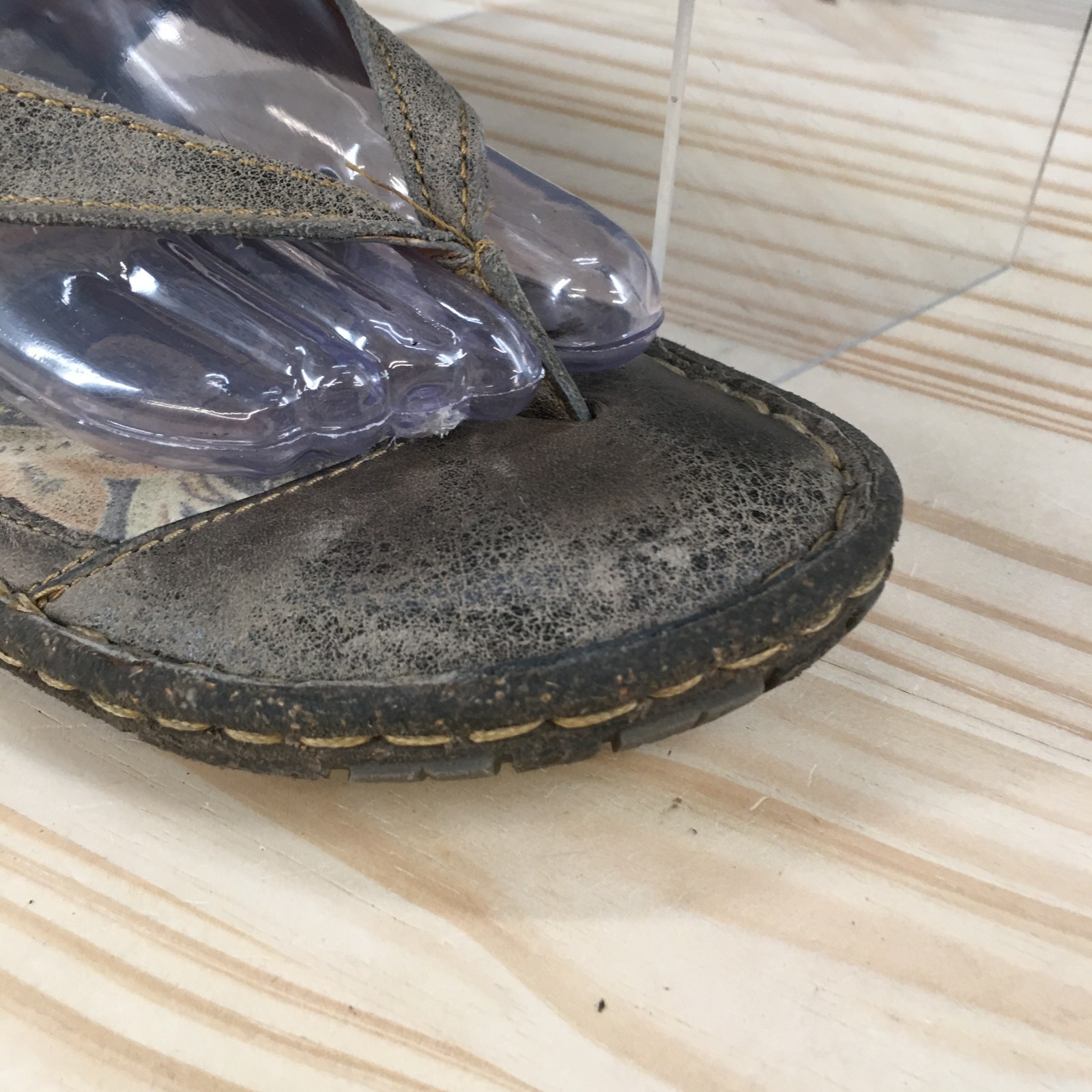 Born Sandals Womens 8 M Slingback Toe-Post Casual Comfor Wedge Heels Brown Gray