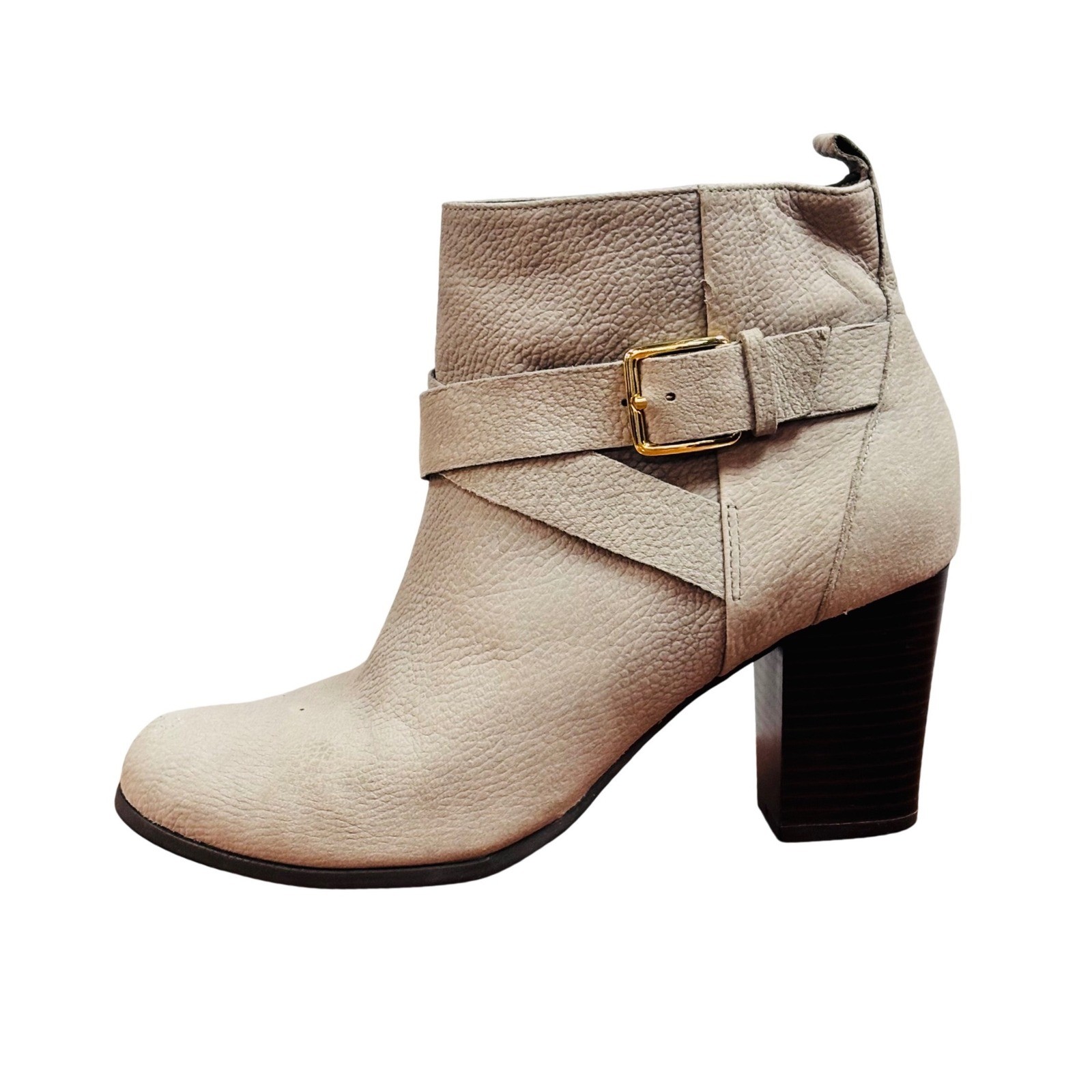 NWT Cole Haan Hinckley Bootie Ironstone Nubuck Grey Leather Block Heel 5.5