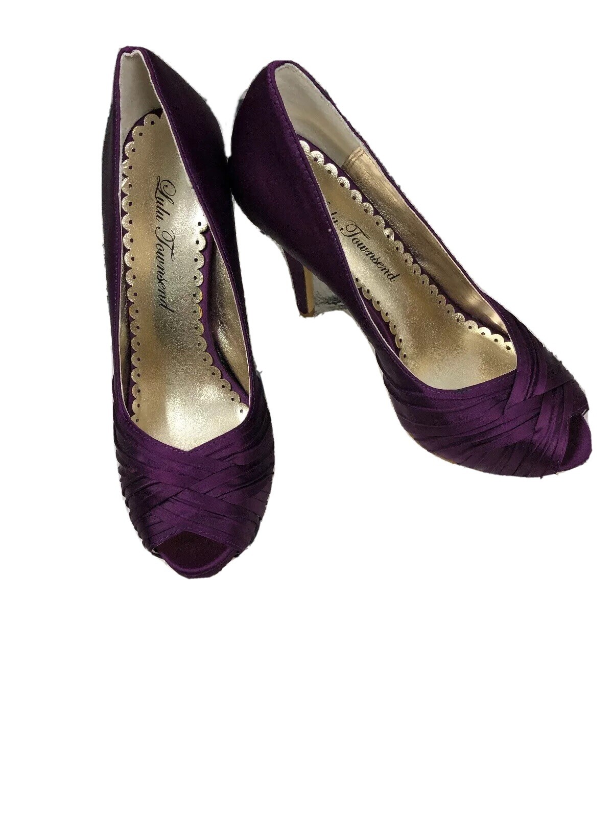 Lulu Townsend Women’s Shoes Purple Satin Peep Toe 4 1/2 » Heels Size 6.5 M NEW