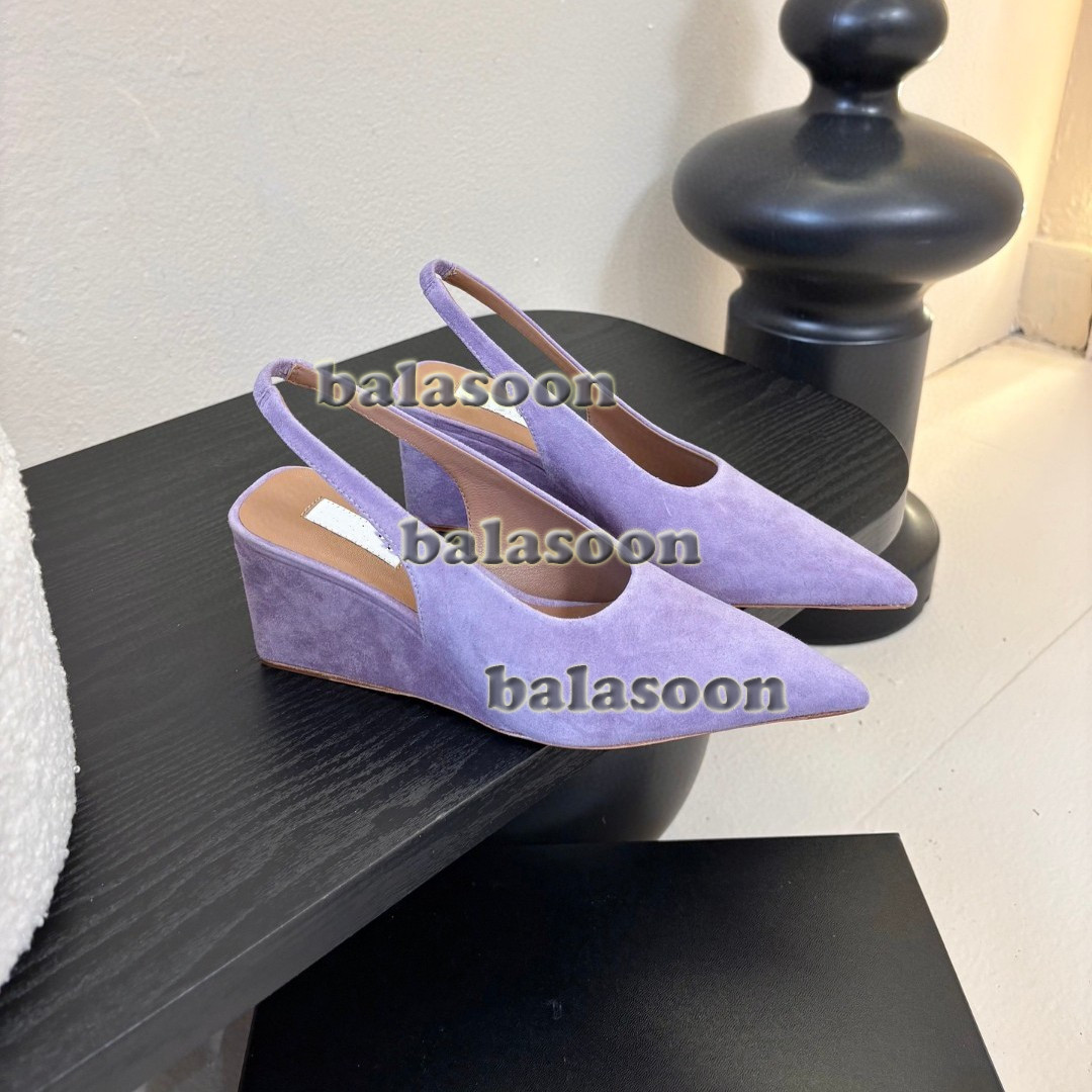 2026 spring simple leather round head wedge heel Baotou semi-trailer sandals