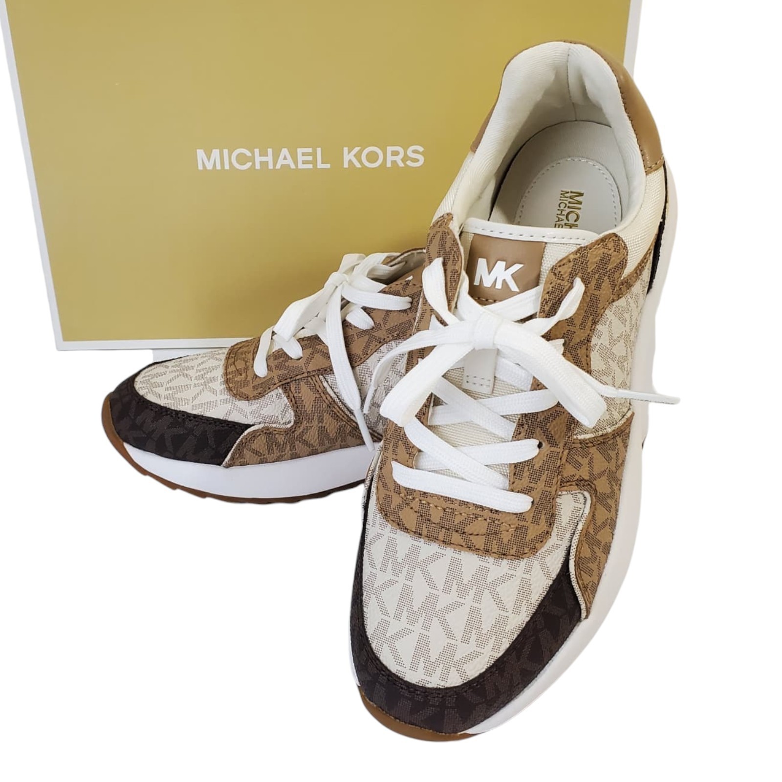 NEW MICHAEL KORS AUTHENTIC WOMEN’S CAMEL BROWN SHOES SNEAKERS SIZE 6 7 8 9 10