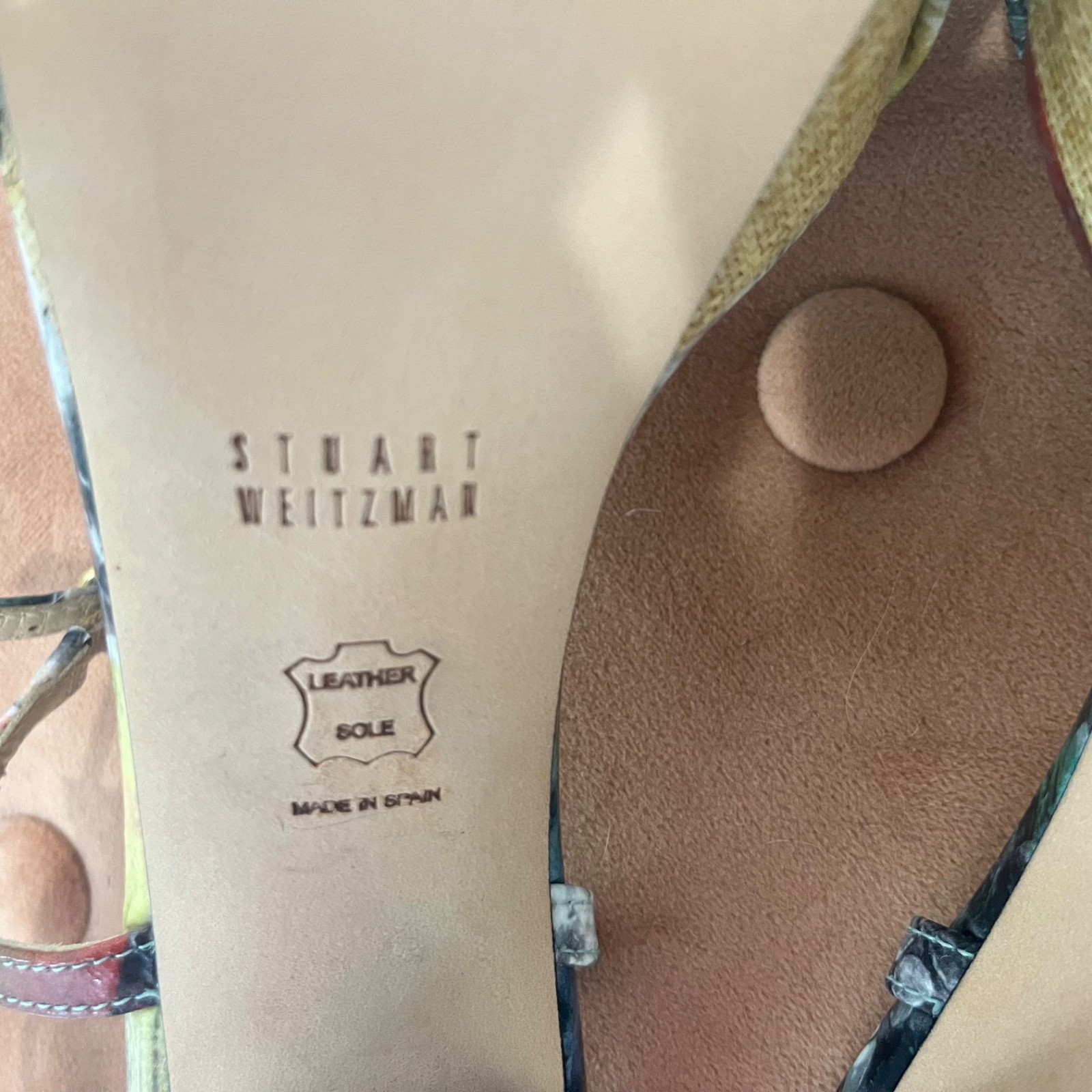 NEW w/ Box Stuart Weitzman «Onceover» Multicolor Python Print Platform Heels – 7