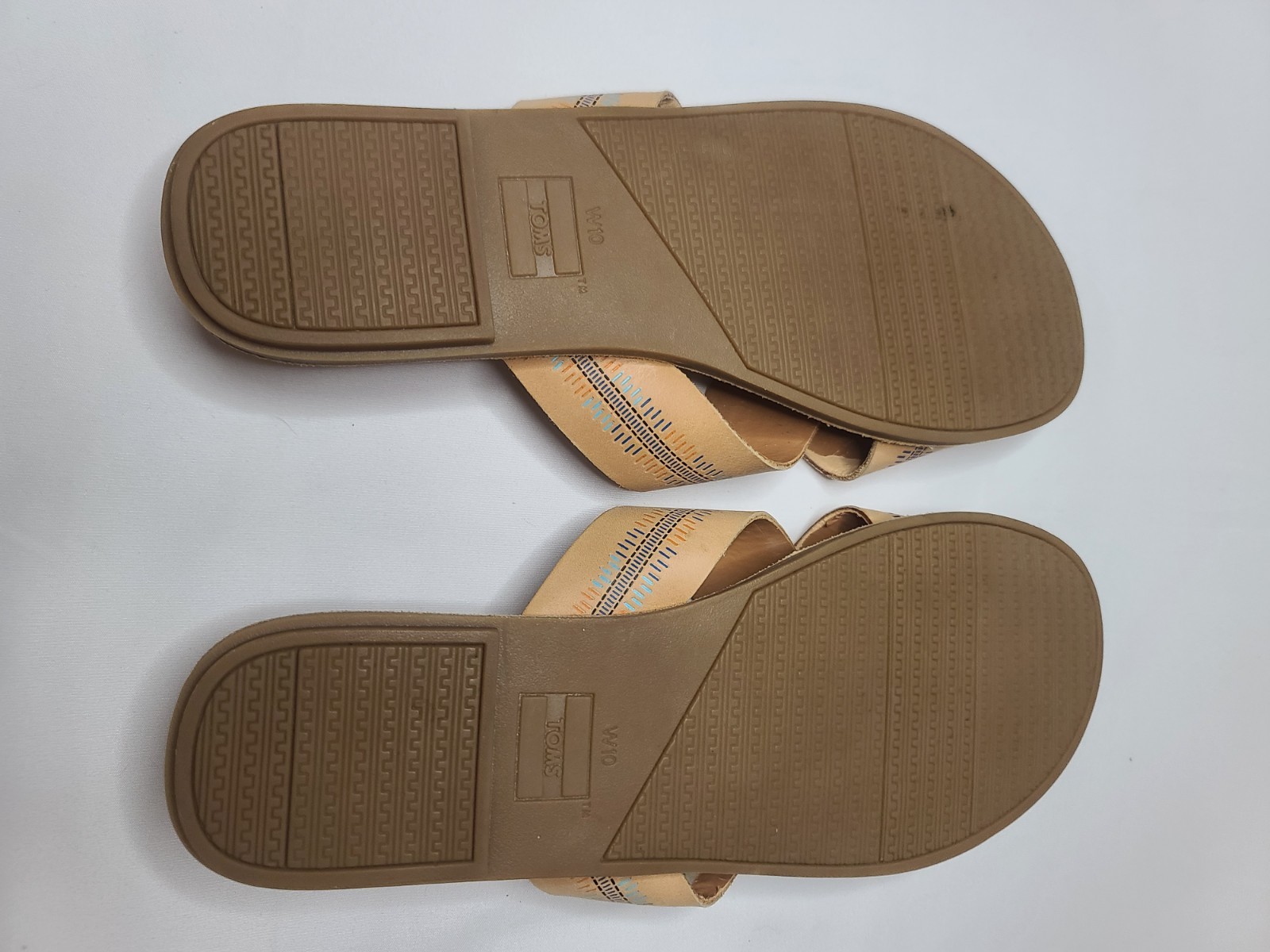TOMS Women’s Crisscross Slide Sandals Tan Leather Size 10