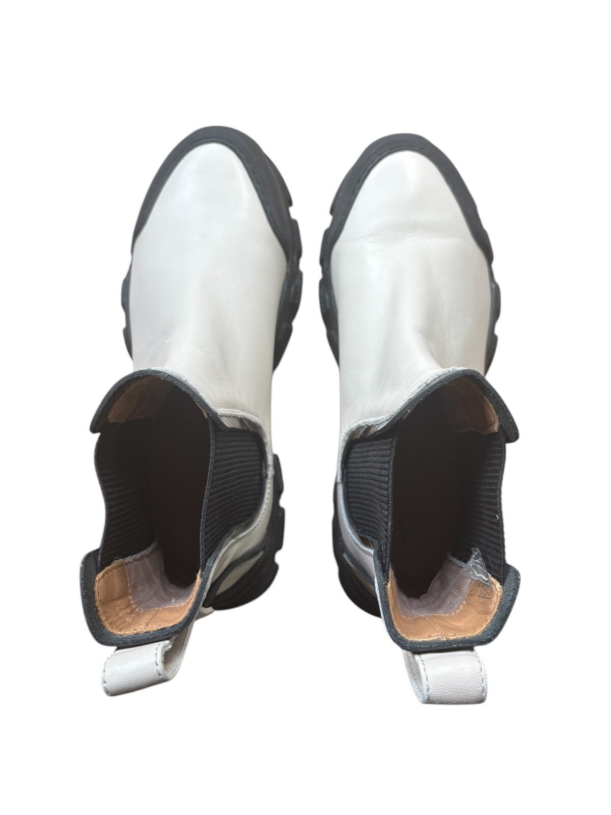 Aquatalia Size 8 Elisa Water Resistant Chelsea Boot Ivory Leather Chunky $495