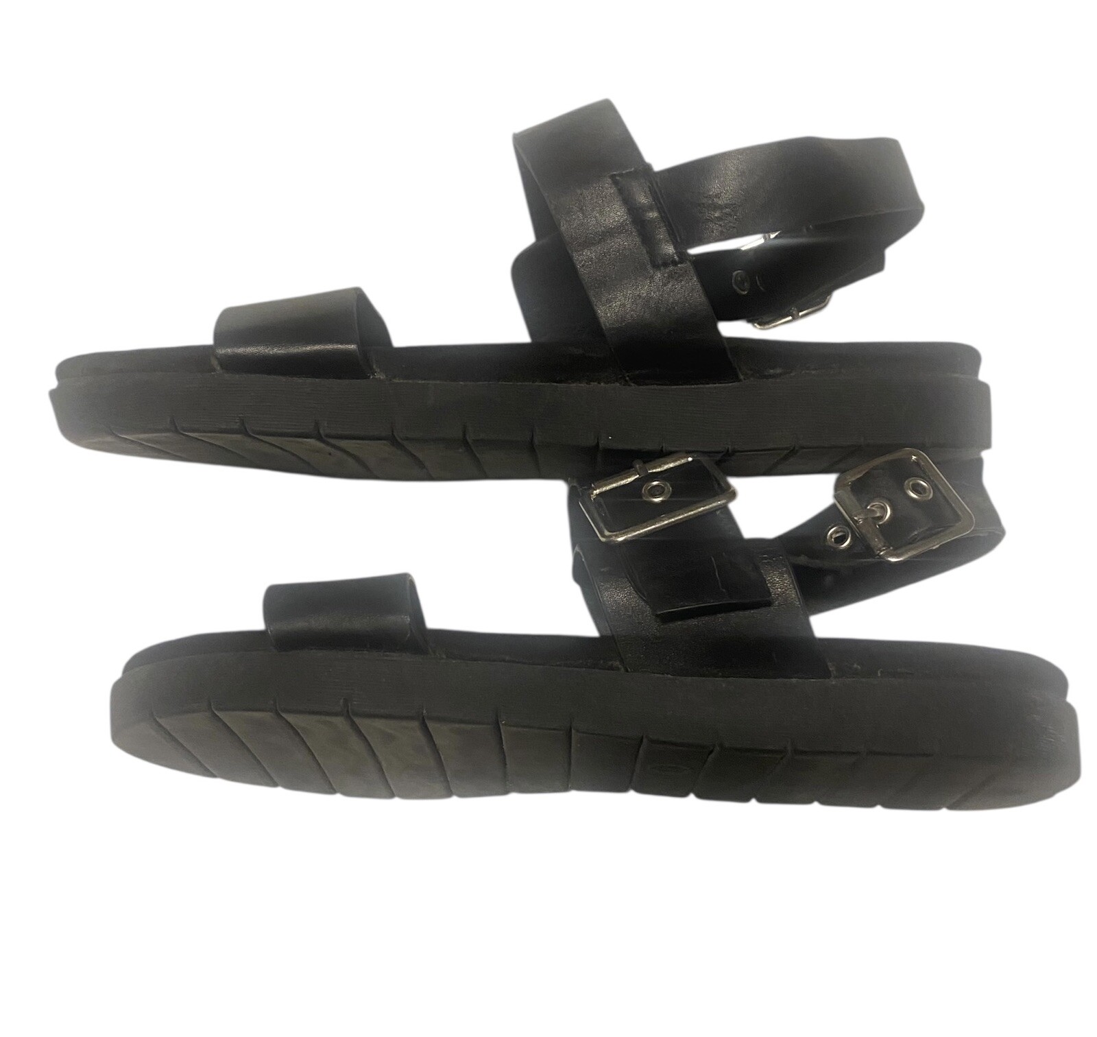 Steve Madden Strappy Buckle Sandals Womens 9 Black Classic Goth Comfort Punk Y2K