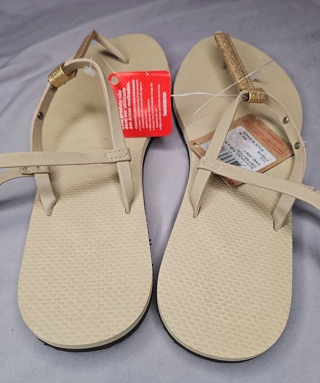 Havaianas You Rio Womens Flip Flop Buckle Ankle Gold Flat Sandals Size USA 12.5