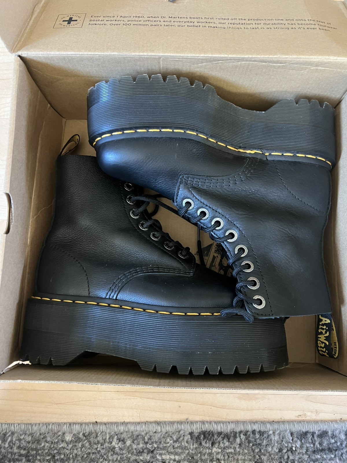 Dr. Martens 1460 Pascal Max Black Leather Lace-Up Platform