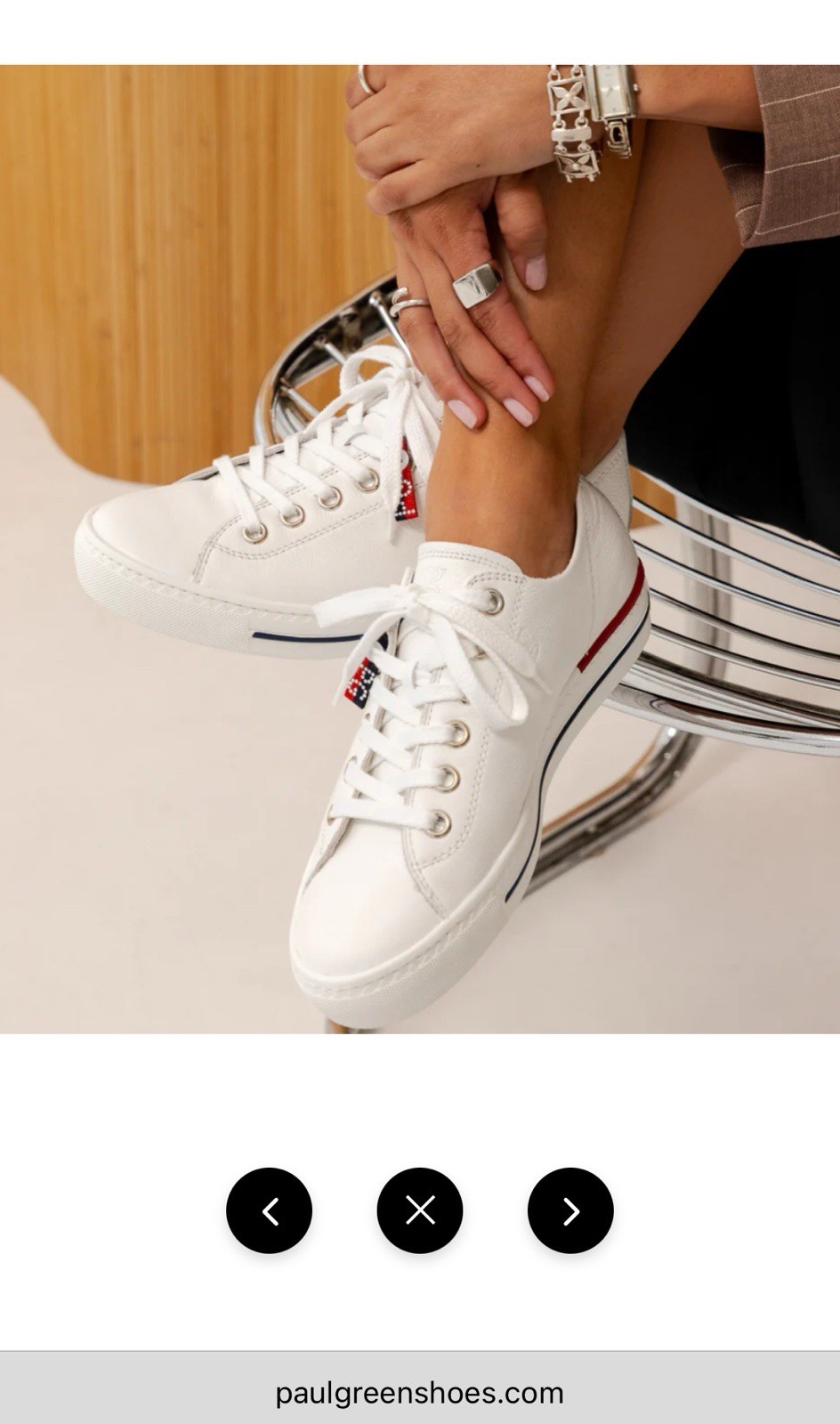 【EUC!】Paul Green ✤ Carly Sneakers White Pebble Leather US W 8.5 🇦🇹Austria Made