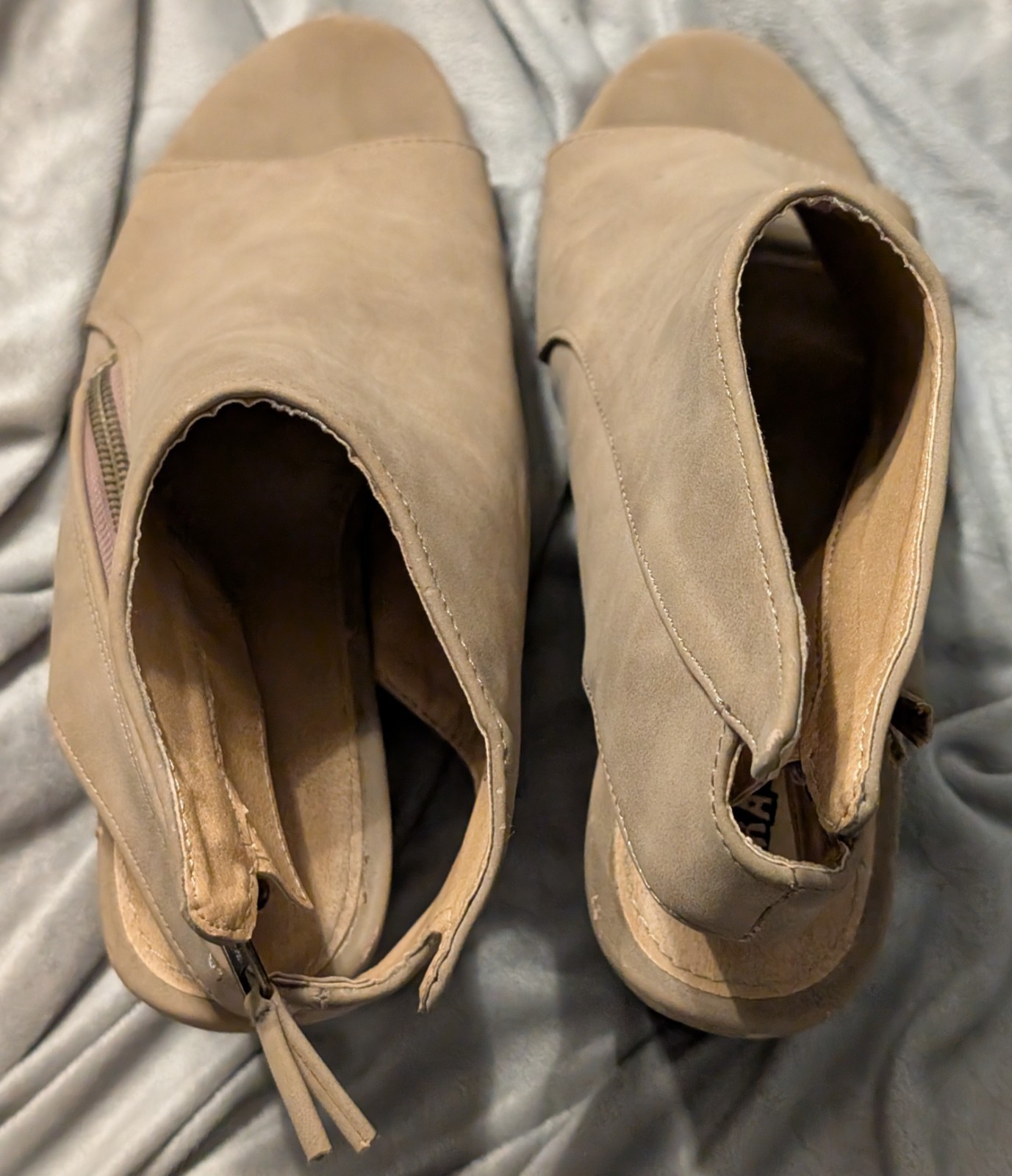 Brash Sz 10 / 41.5 Brown Zipper strap 3.5″ Wedge Heel Open Toe Sandals Shoes