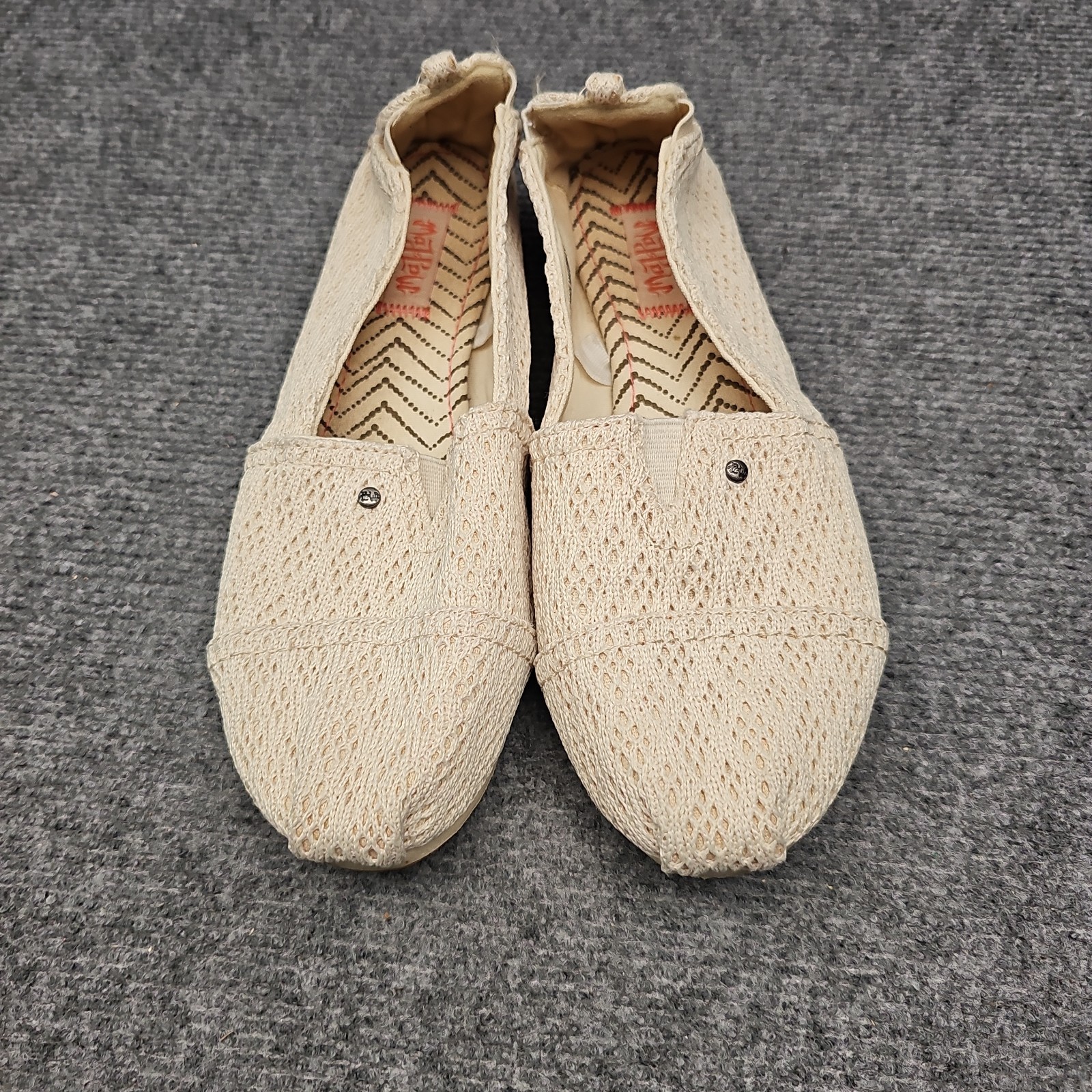 Mad Love Womens Slip On Flats Size 9 Cream Chevron Woven Canvas Loafers Casual