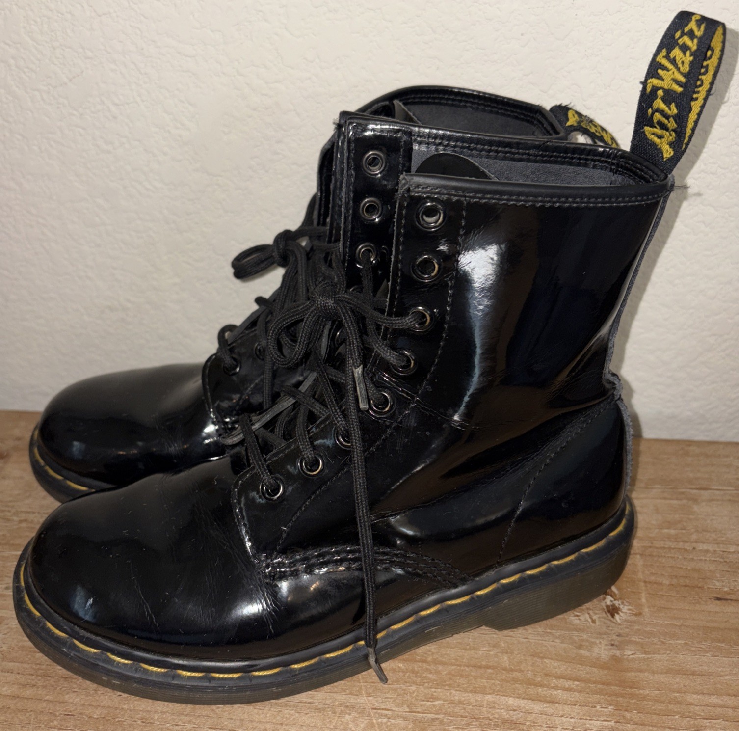 Dr. Martens Shiny Black Patent Leather Combat Boot 1460 Women’s Size 8