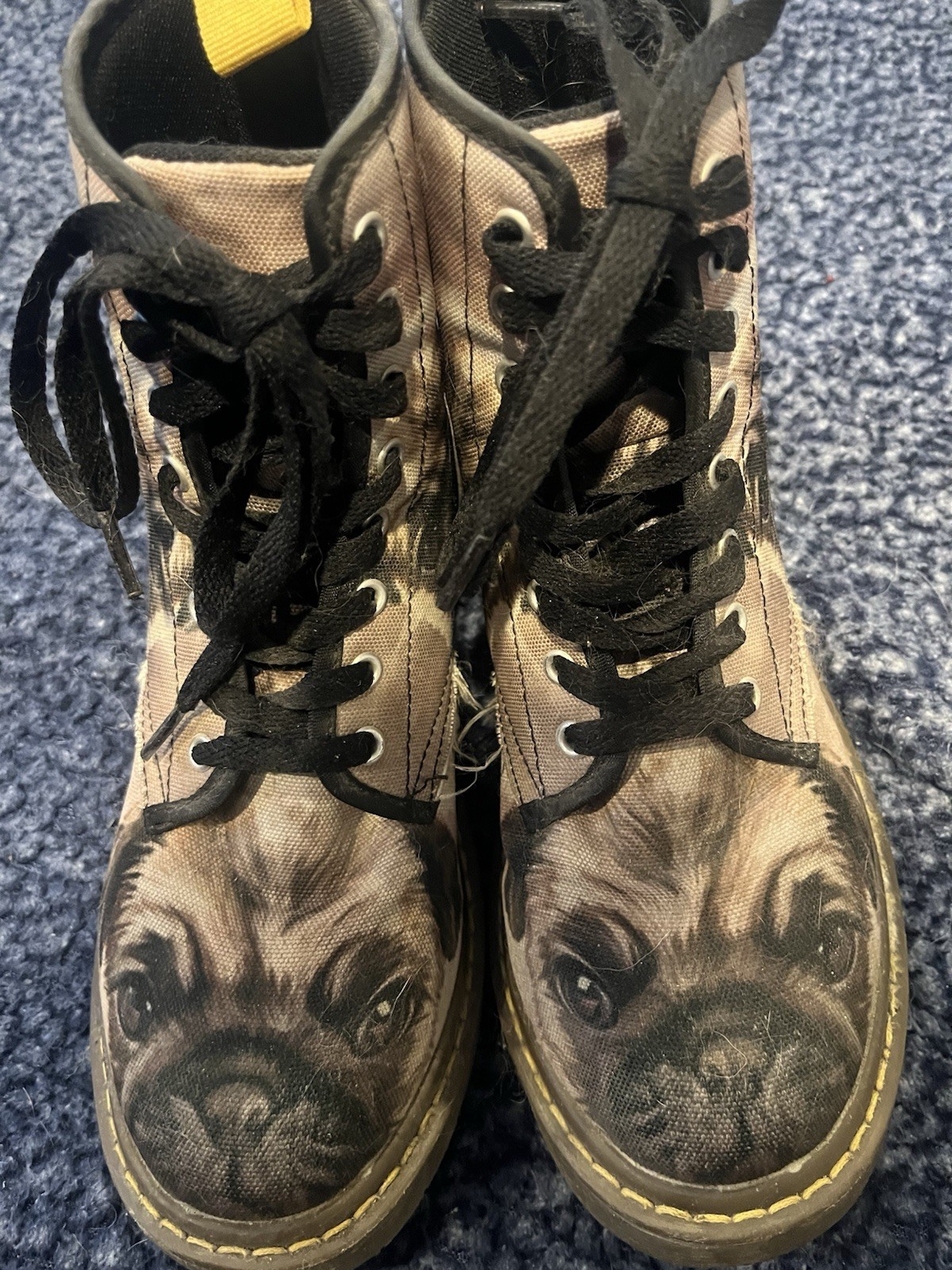Dr. Martens Style Pug Combat Boots with Pug Face Graphics In Women’s Size 7 US