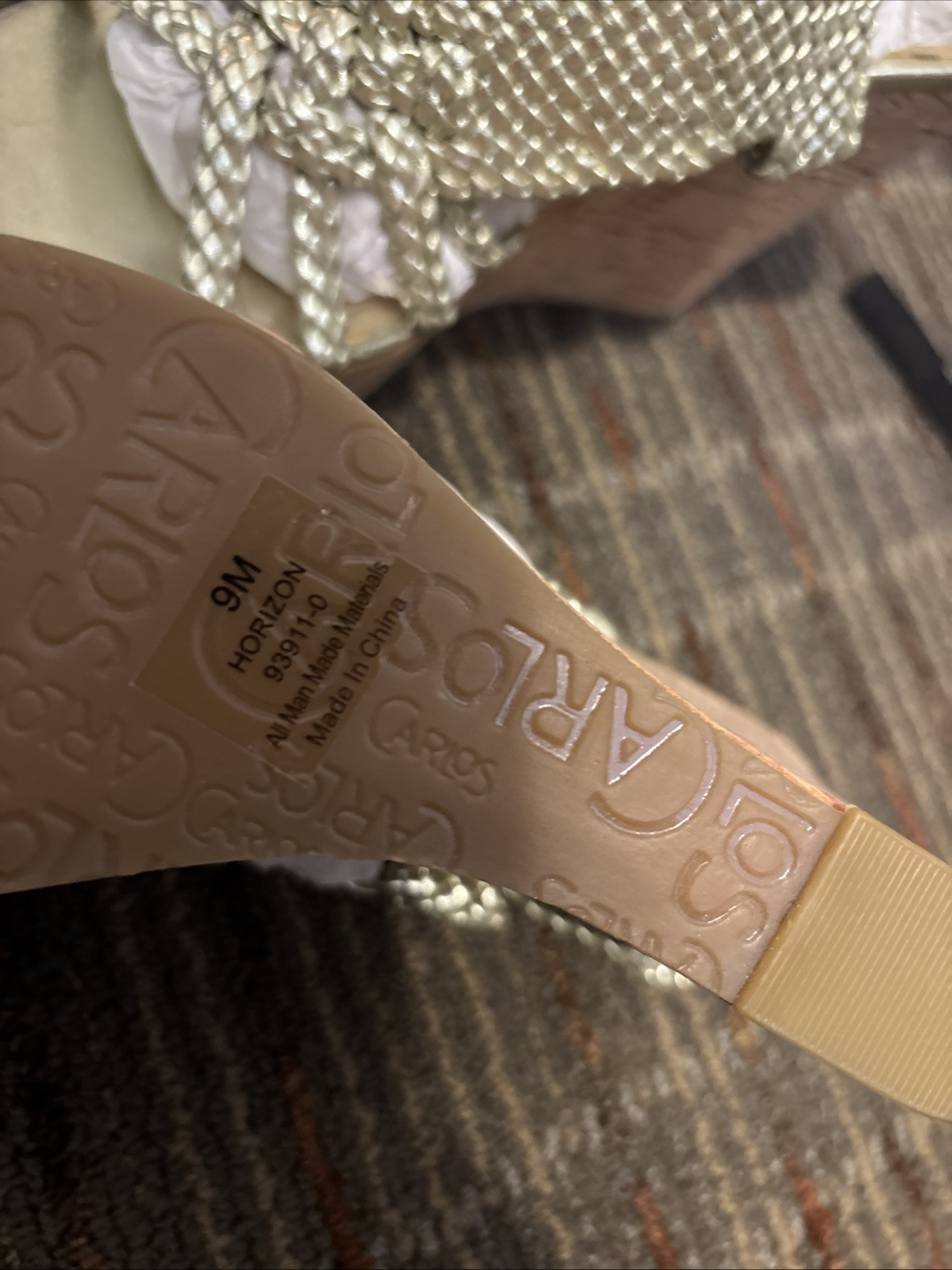Carlos By Carlos Santana Horizon Gold Cork Platform Wedges, Sz. 9 MSRP $79