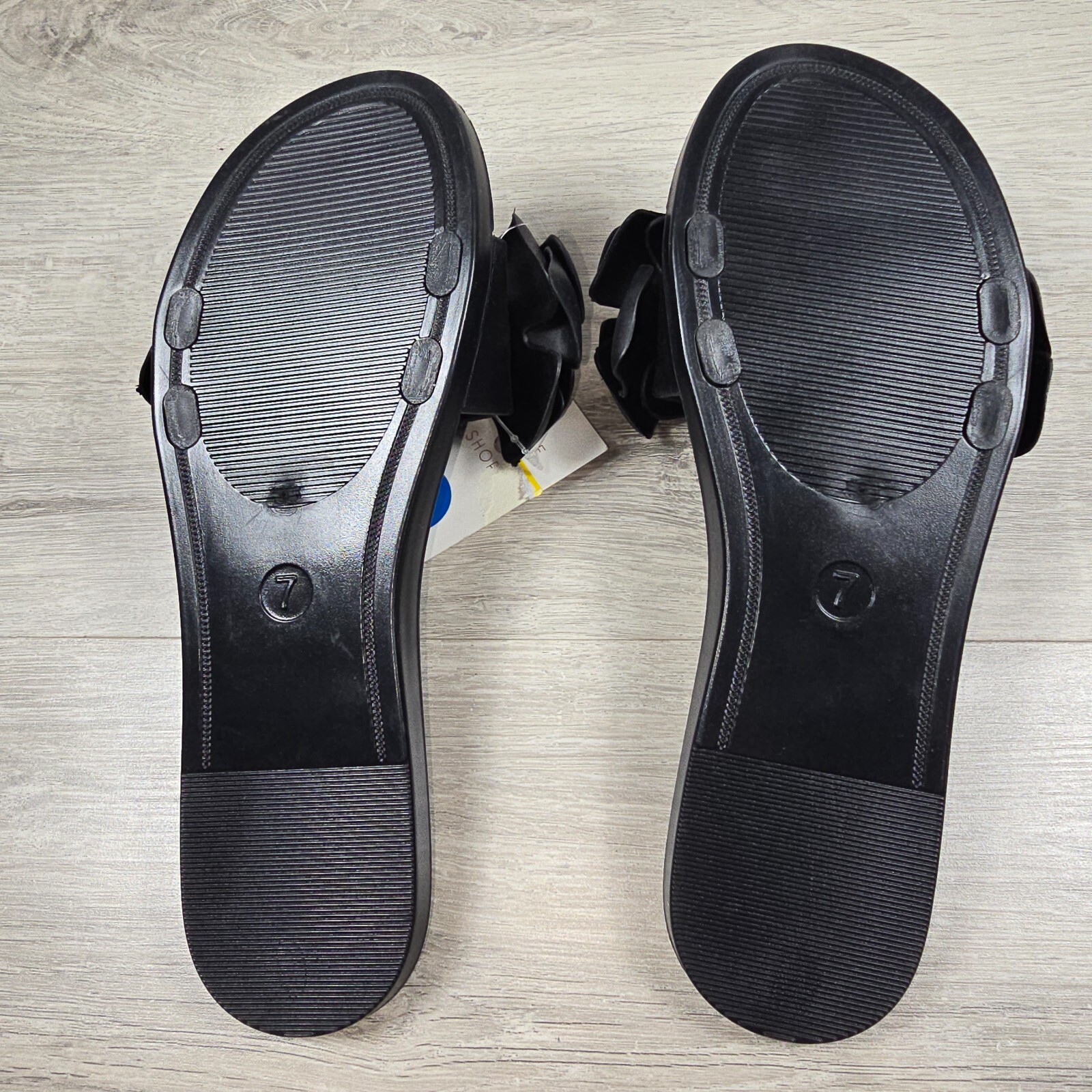 Shade & Shore Floral Beach Sandals Womens Sz 7 Slip On Black Waterproof