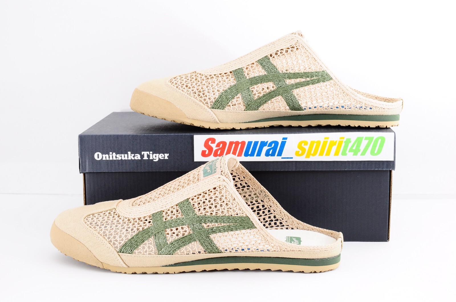 Onitsuka Tiger MEXICO 66 SABOT 1183C123 BEIGE/GREEN US Women size 6.5 EU37.5 UK4