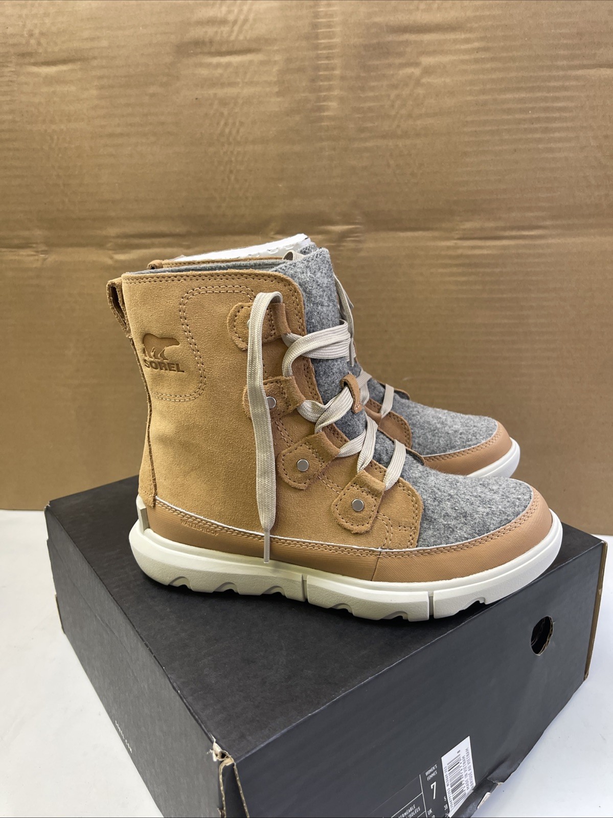 NEW Waterproof Sorel Womens Explorer Next Joan WP Felt Boot 7 Tawny Buff