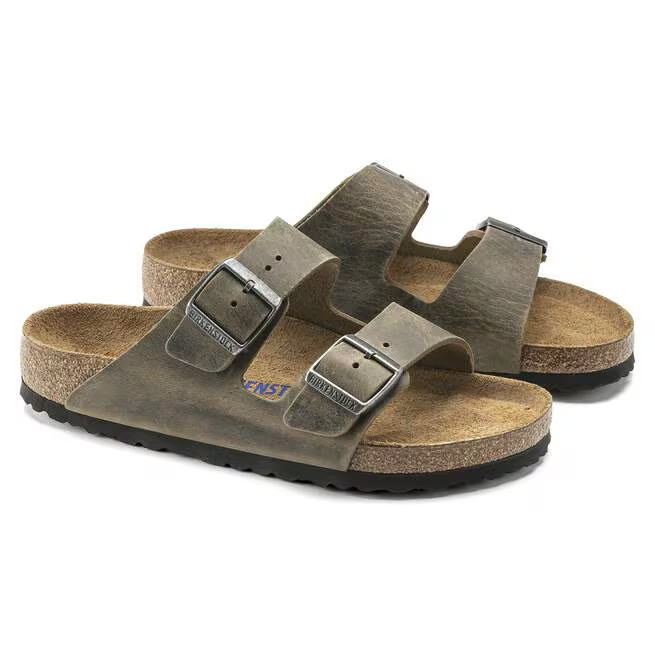 Birkenstock Arizona Faded Khaki Oiled Leather Soft Footbed Sandals Size EU 37-45