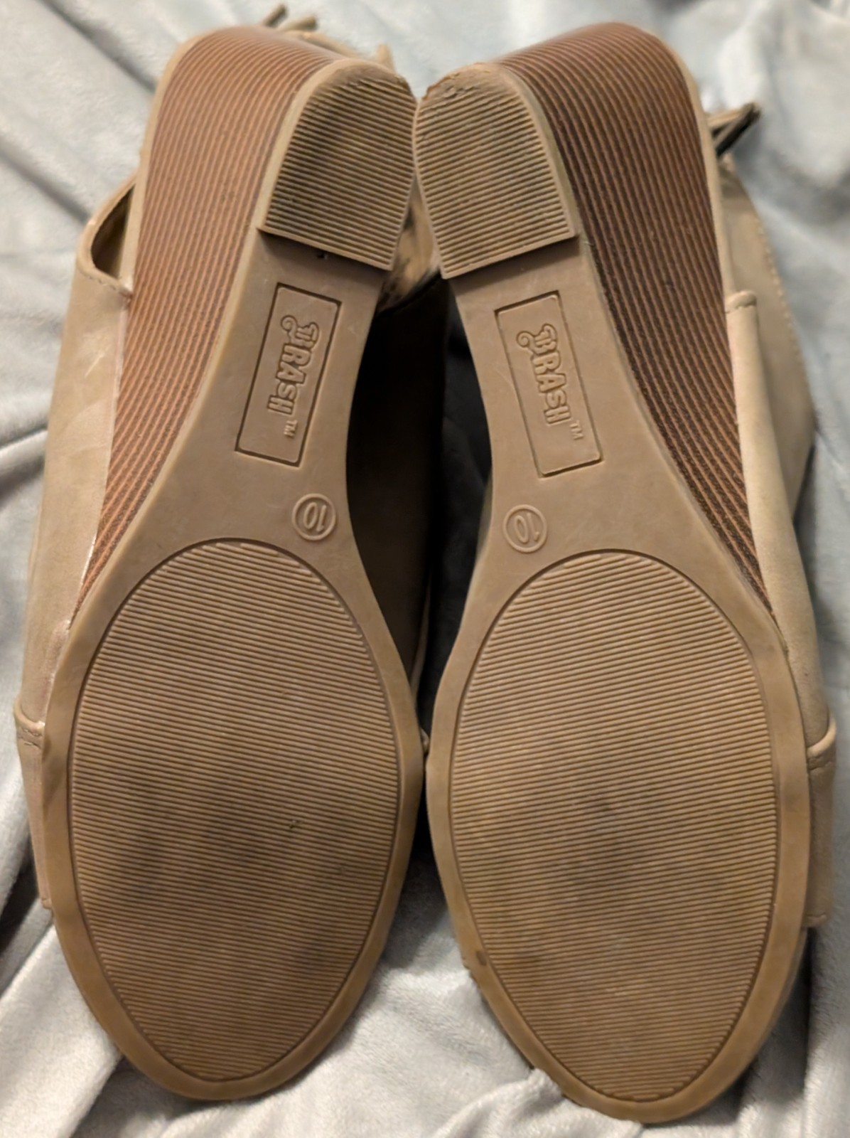 Brash Sz 10 / 41.5 Brown Zipper strap 3.5″ Wedge Heel Open Toe Sandals Shoes