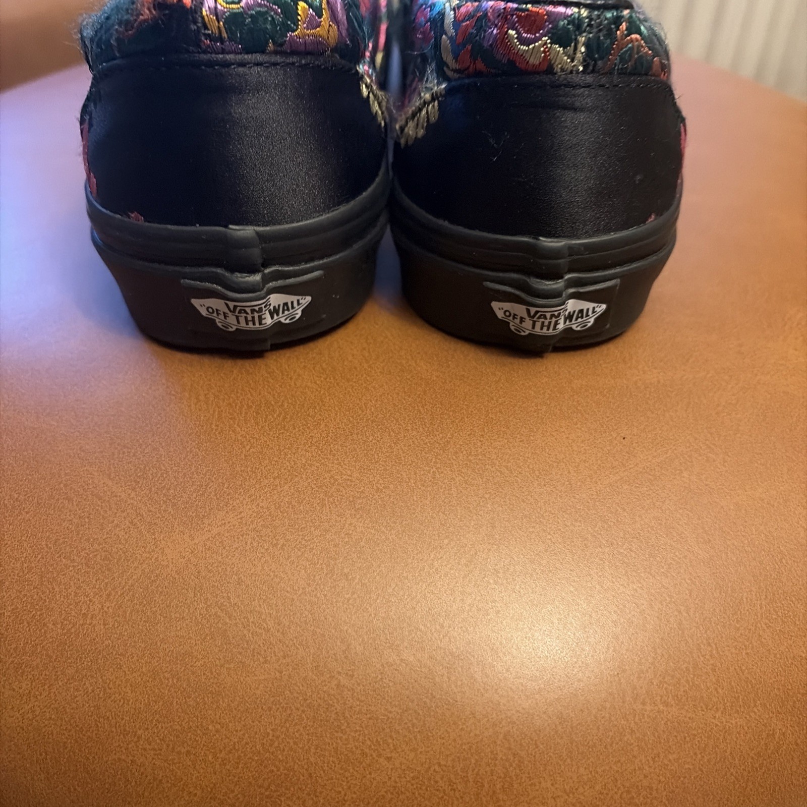 Vans Classic Slip-On Floral Brocade Black Satin Sneakers Unisex Shoes