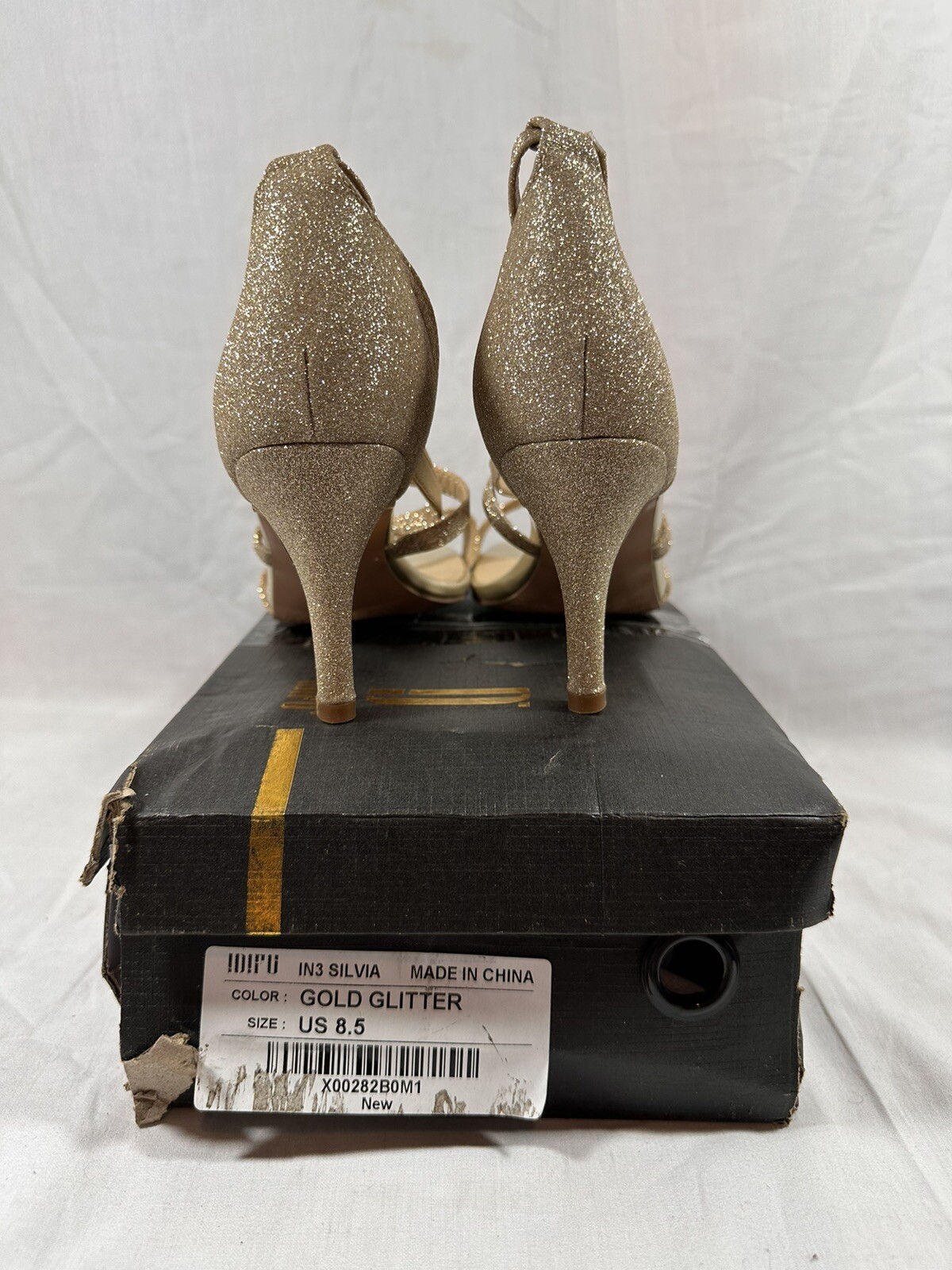 IDIFU Women IN3SILVIA Gold Glitter Heels Size 8.5