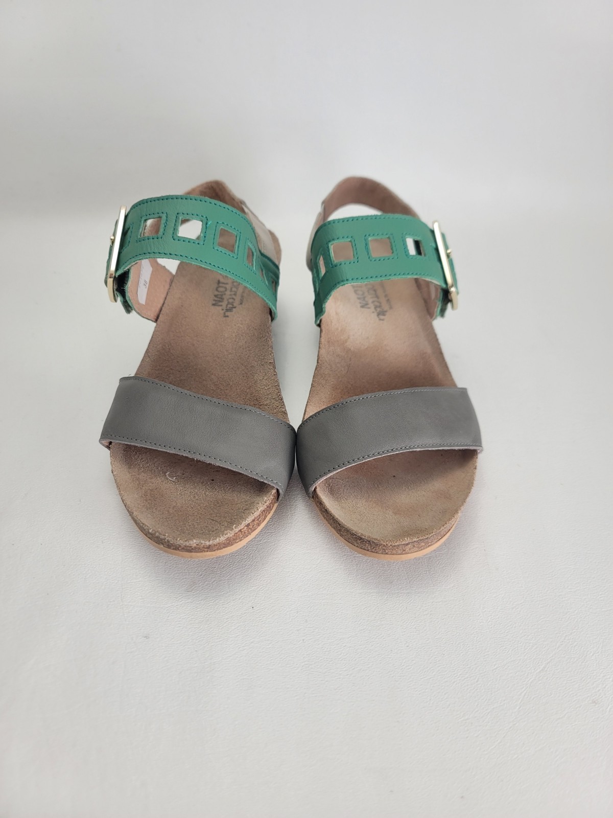 Naot Dynasty Wedge Sandal Womens Sz US 8 EU 38 Leather Memory Foam Footbed Cork