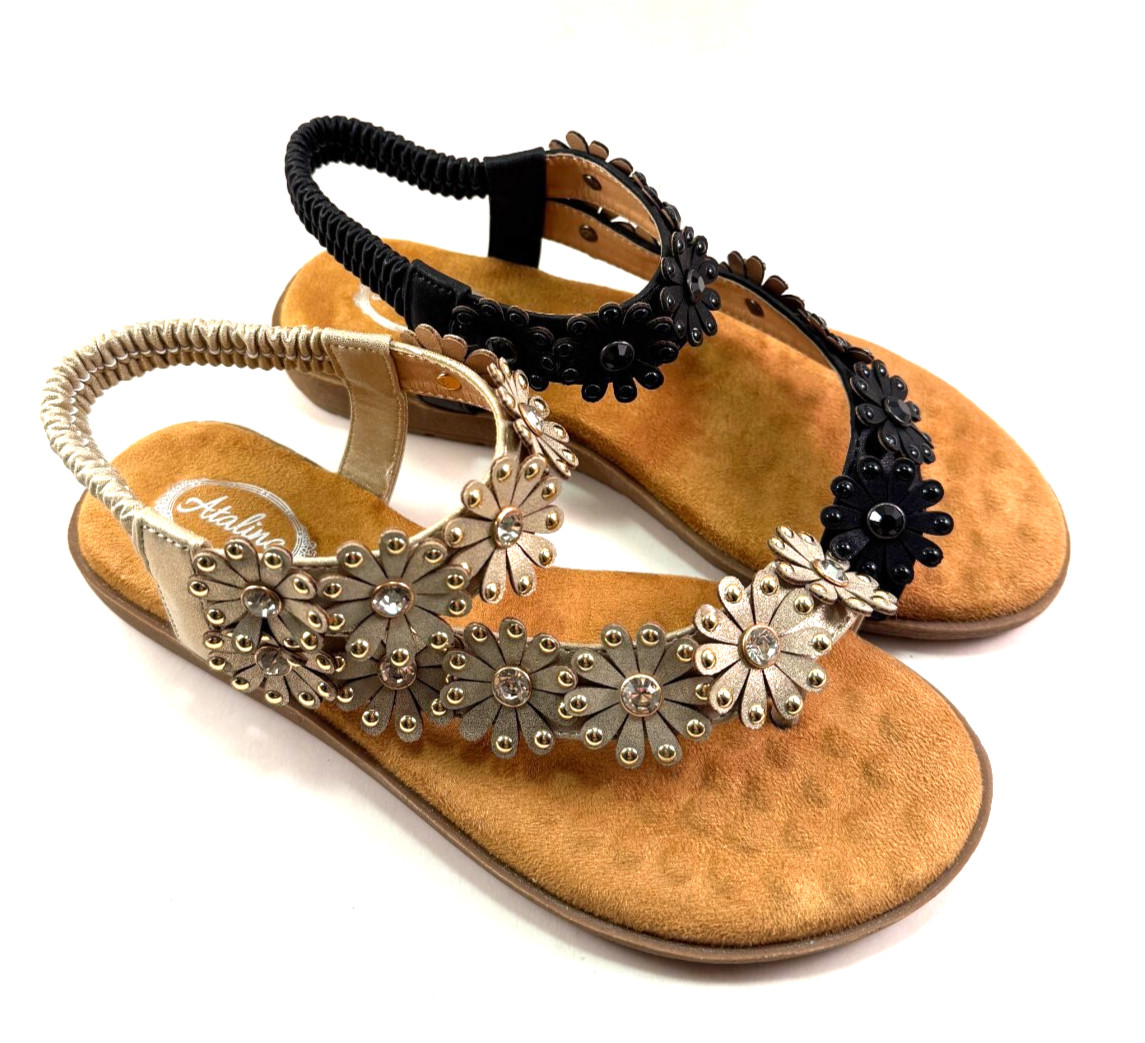 Atalina DD1166 Slip On Embellished Toe Ring Sandals Choose Sz/Color