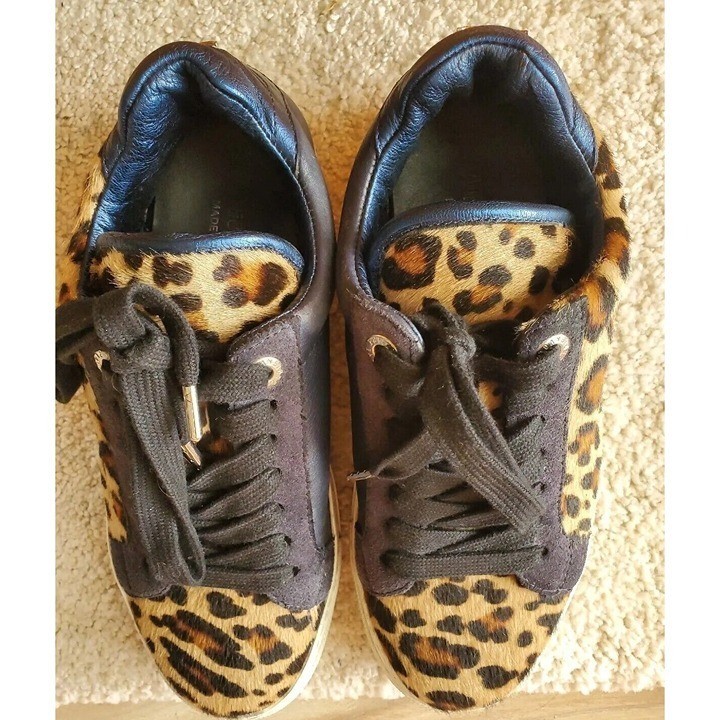 Zadig & Voltaire Women’s Leopard Print Blue Leather Sneakers size 36 US 6.5