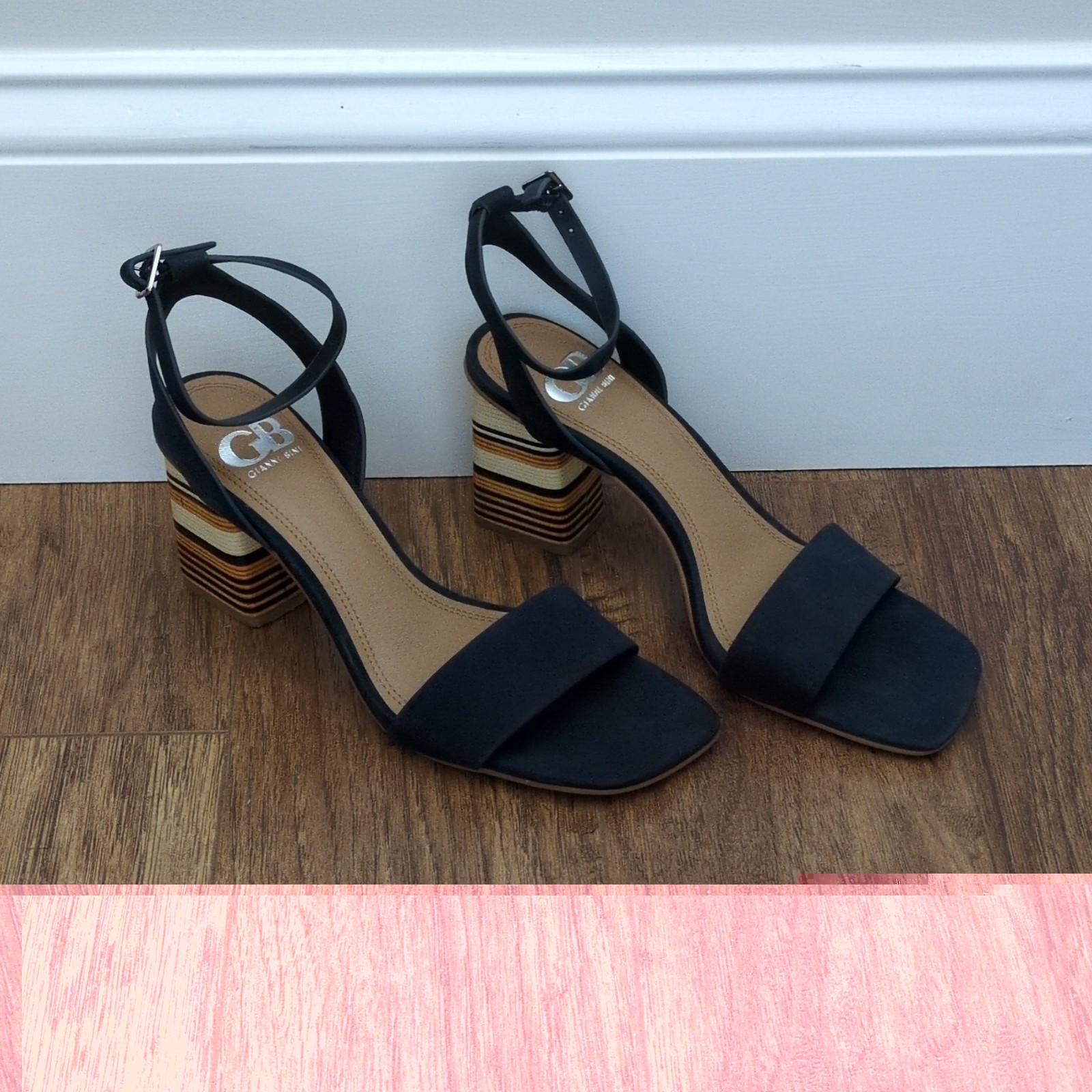 Gianni Bini Women’s Blue Leather Ankle Strap Sandals Buckle, US 7.5
