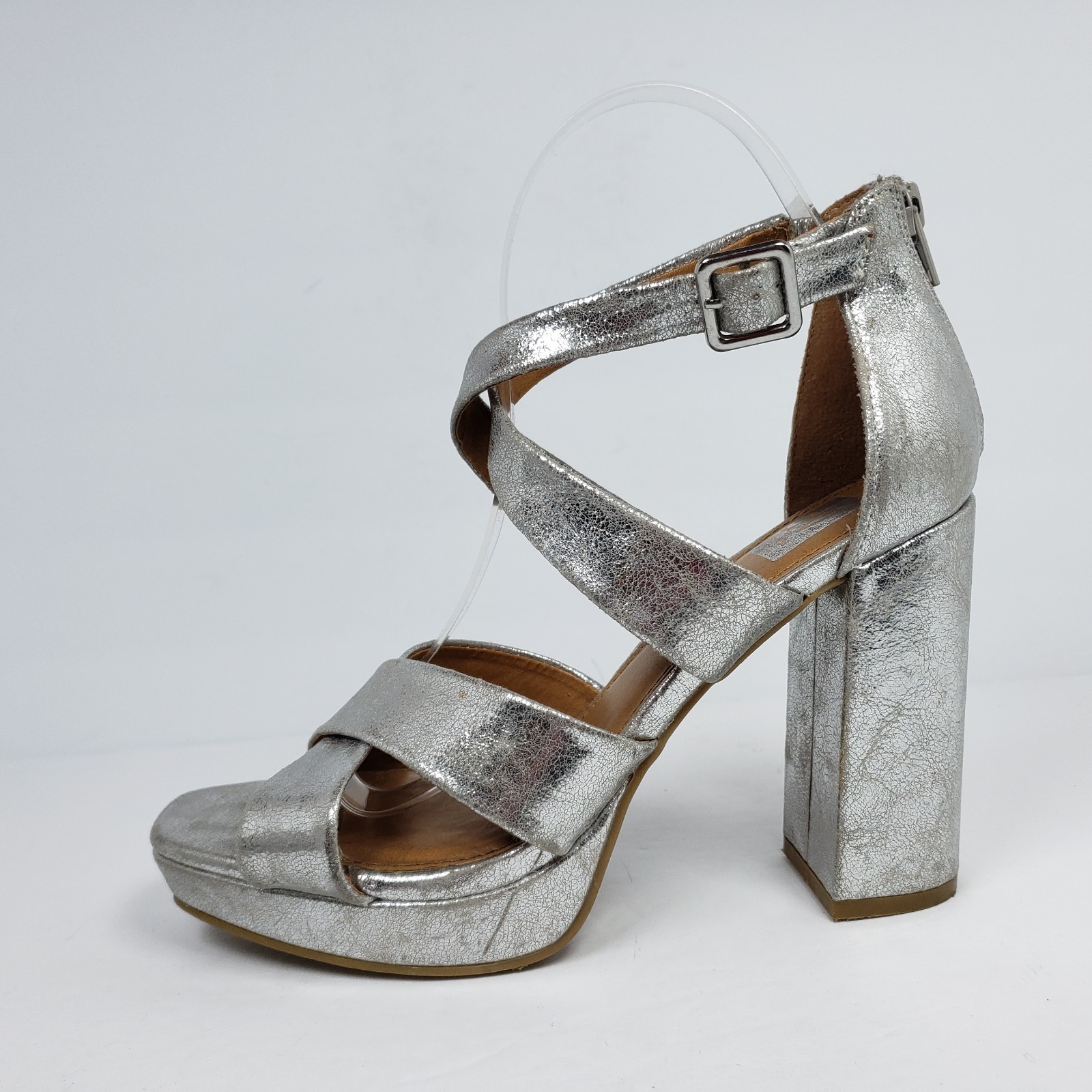 Dolce Vita DV Ilona Womens Size 8 Silver 4.25″ Heel Strappy Platform Party Shoes