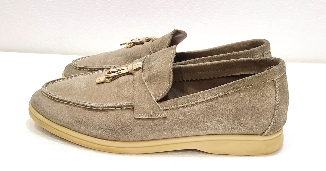 Loro Piana Beige Suede Summer Charms Walk Loafers Size EU 38 US 7.5