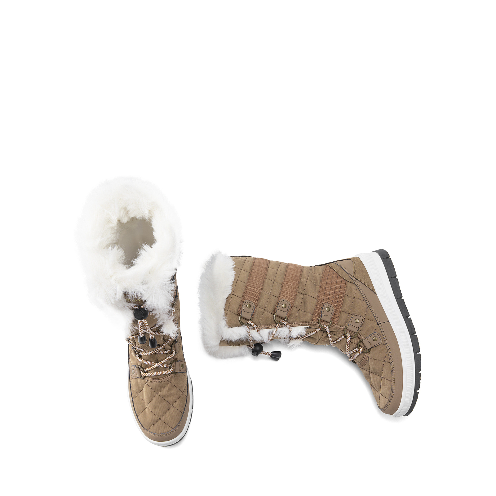 Women’s Snow Boots Soft Warm Fur Lined Lace up Mid Calf Outdoor Indoor Ski Boots