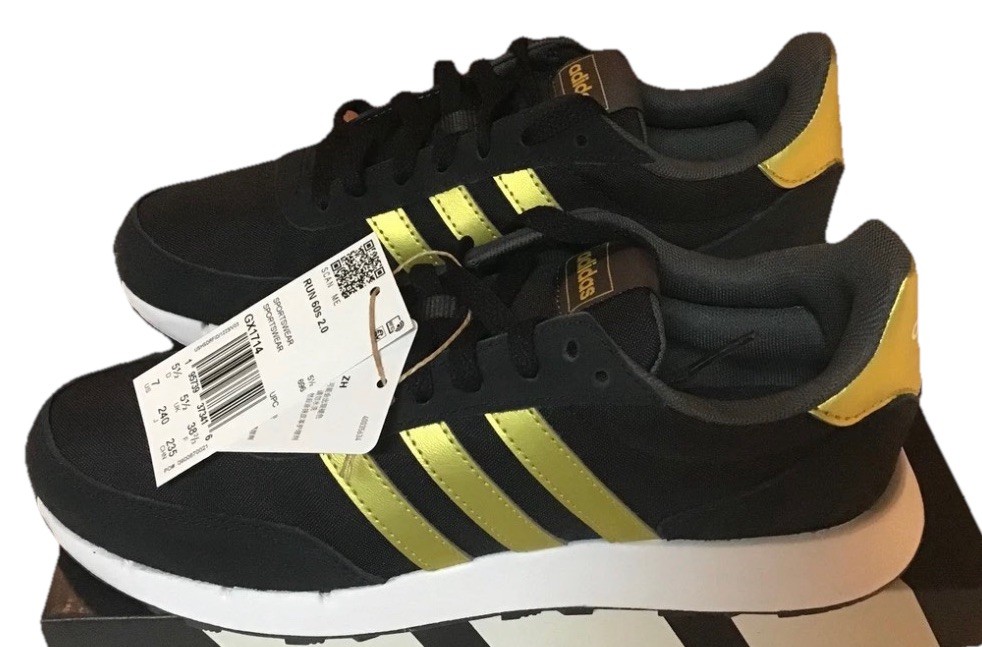 NEW Adidas Run 60s 2.0 Black Gold GX1714- Women’s US 10 NIB Classic Retro Style