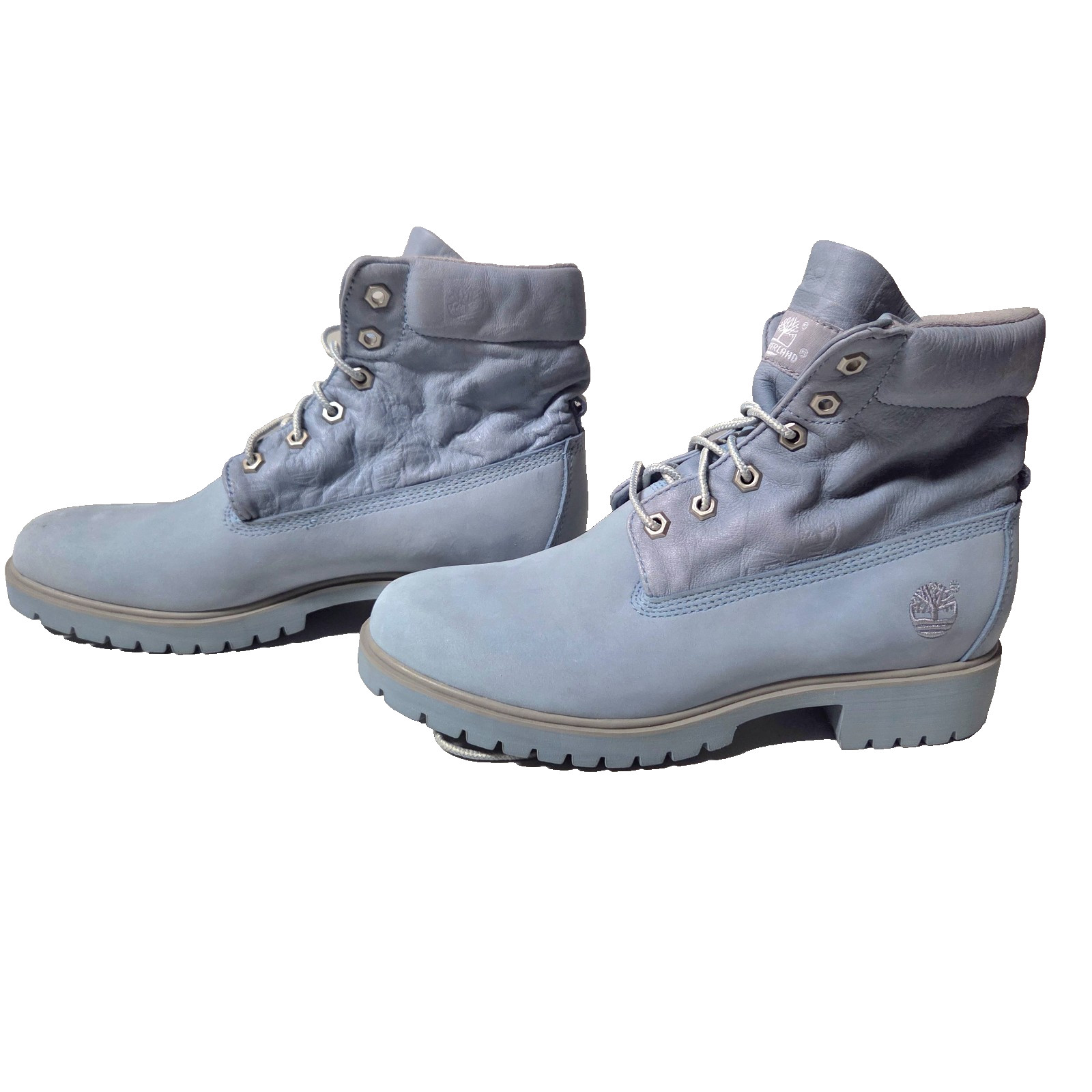 Rare Y2K Timberland Womens 8.5 Roll Top Cornflower Blue 8.5 Leather Boots 89361