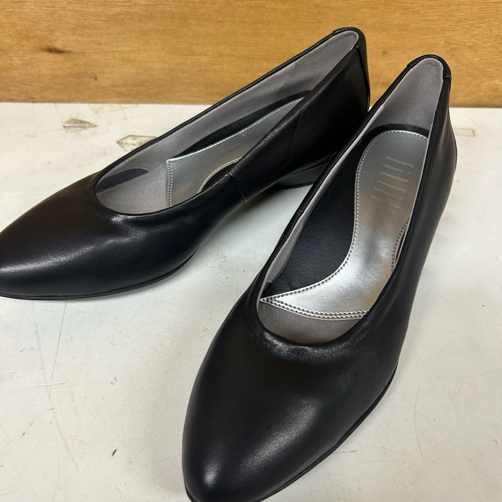 fitfit Women’s Low Heel Black Pumps Size 24.0cm With Box Shoehorn Used