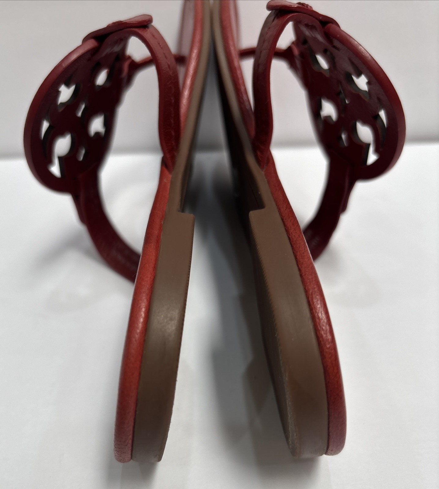 Tory Burch Miller Maroon Smooth Leather Sandals 6 M See Pics Read Description