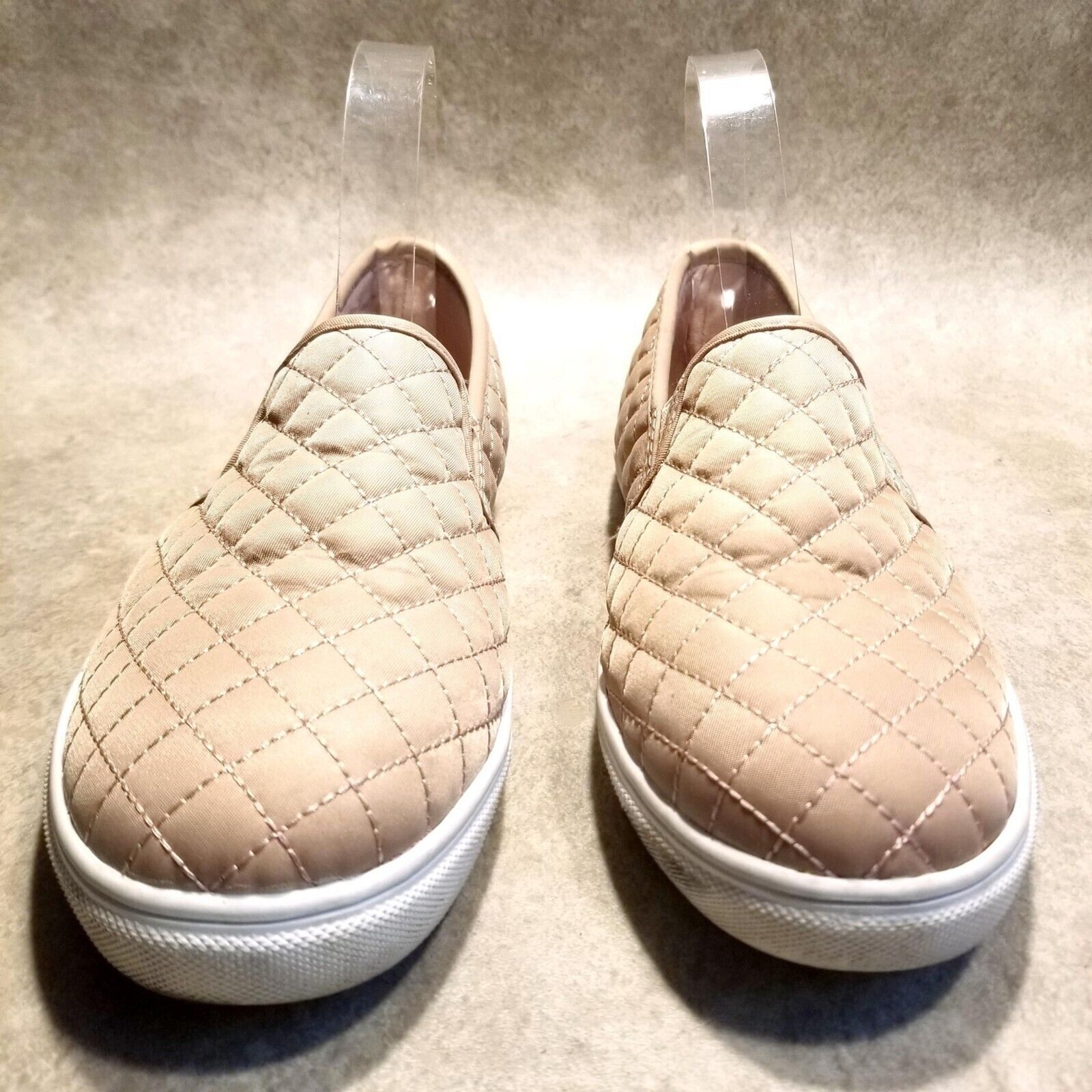 Stevies Womens Size 5 Tan Textile Quilted Slip On Sneaker Flats