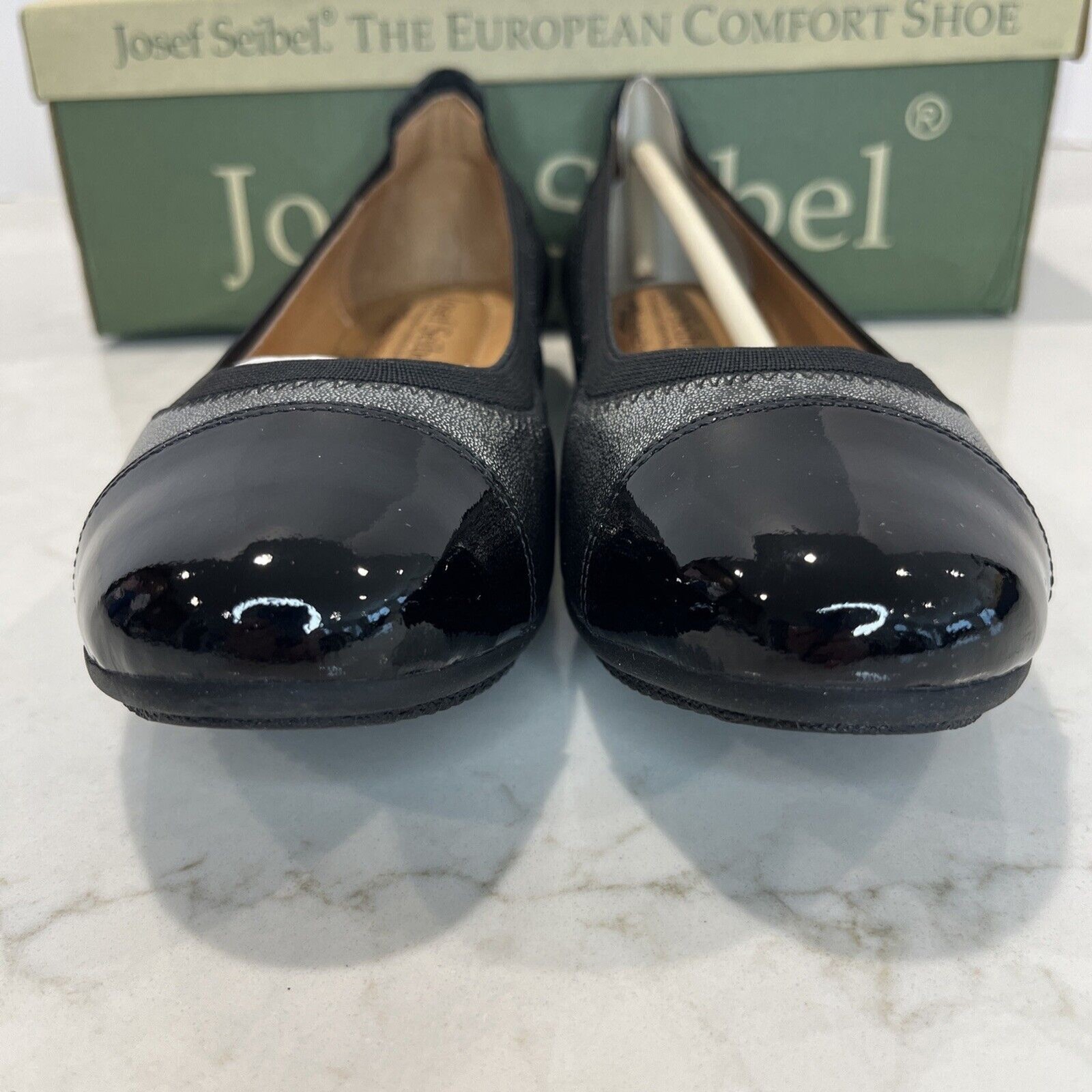 Josef Seibel Pippa Metallic Silver Cap Toe Comfort Ballet Flats EU 36 US 5.5 NEW