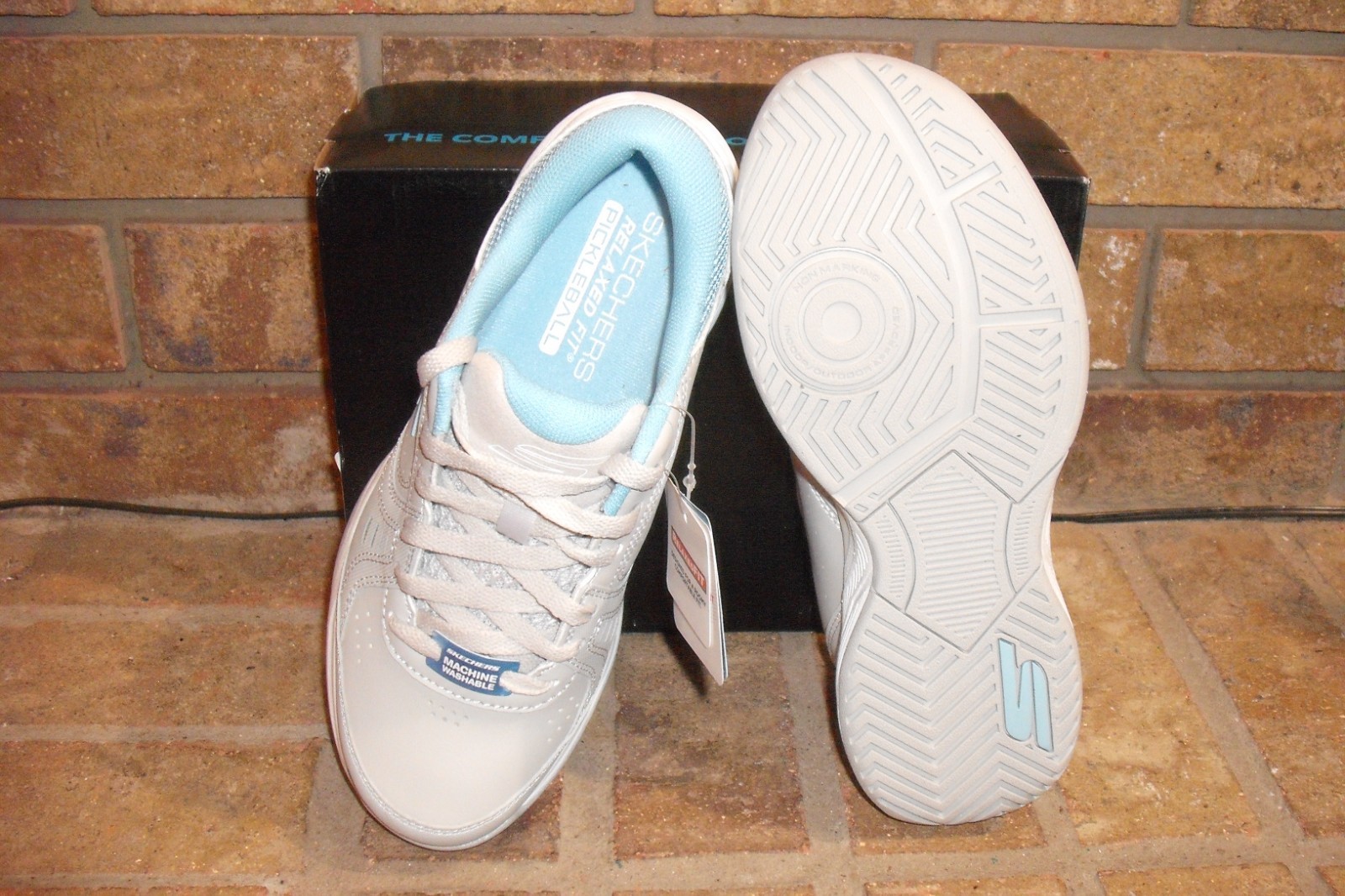 New Skechers Viper Court Smash Lady’s Pickleball Shoe/172072 Gray-Blue/MSRP $79