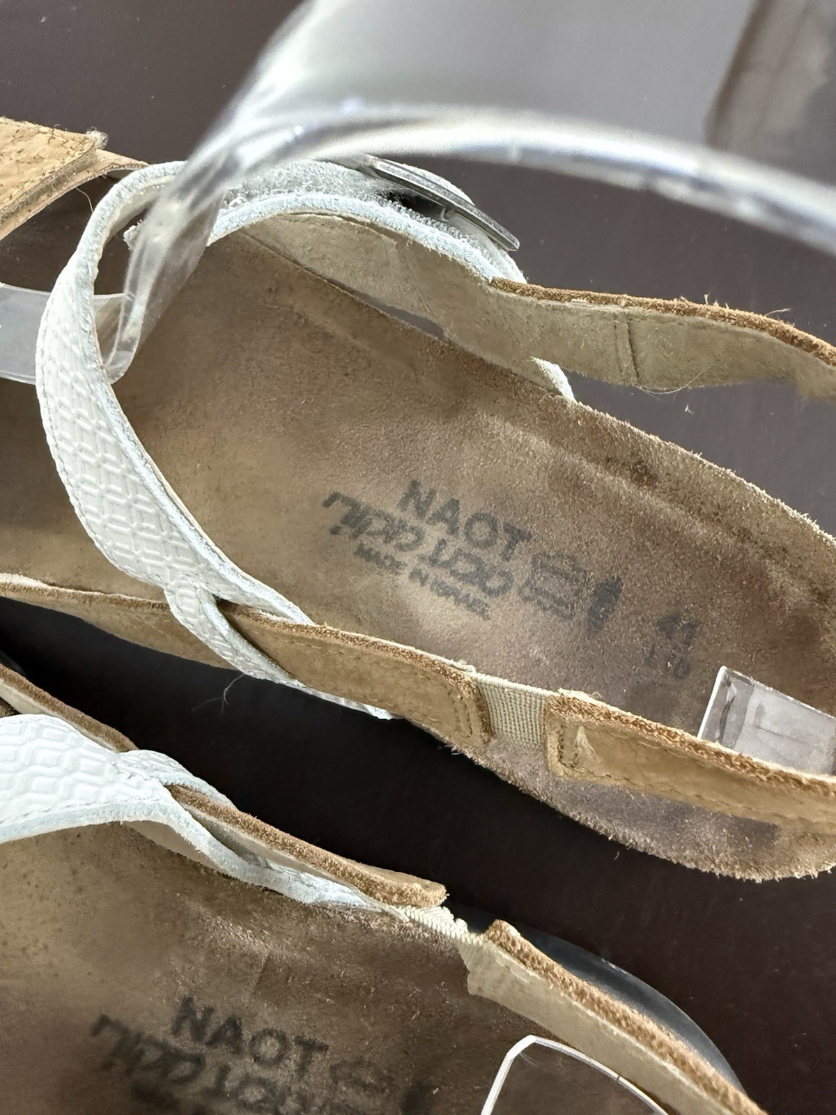 Naot Norah Cork & White Leather Sandals EU 41/ US 10-10.5 Women Comfort Leather