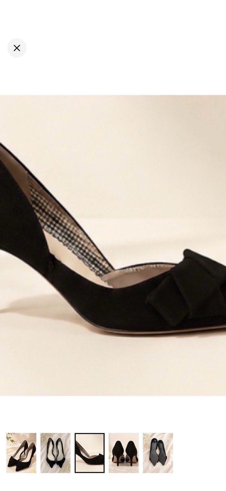1901 Black Bow Pointed Toe Pumps Women’s Elegant Pin Up Vintage Style Size 7.5
