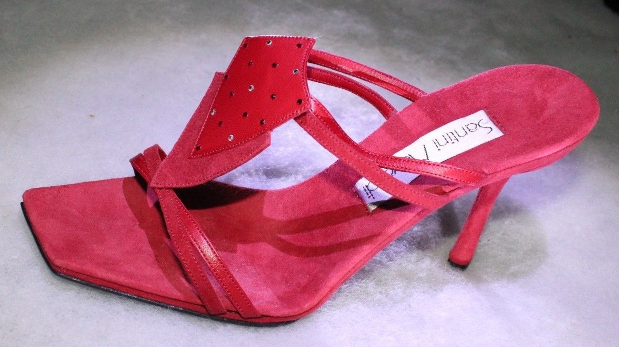 NIB Santini Mavardi Miami red suede pumps sandals Shoes 36 6 4 heels medium b m