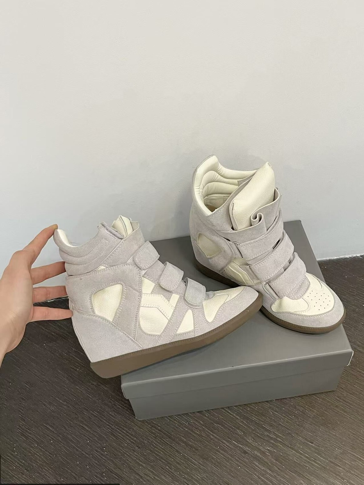 Isabel Marant Inspired High Quality Wedge Sneakers-Grey