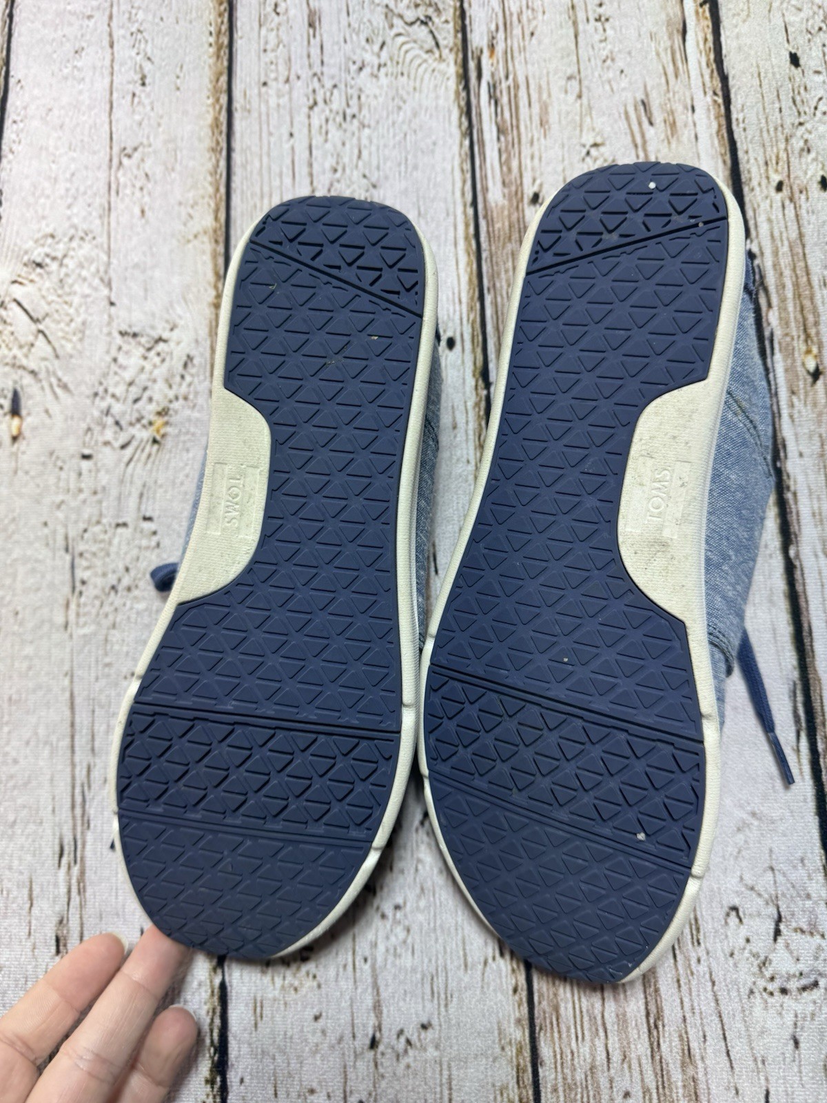 Toms Shoes Women’s Size 9 Del Rey Lace Up Flat Walking Sneakers Blue Denim
