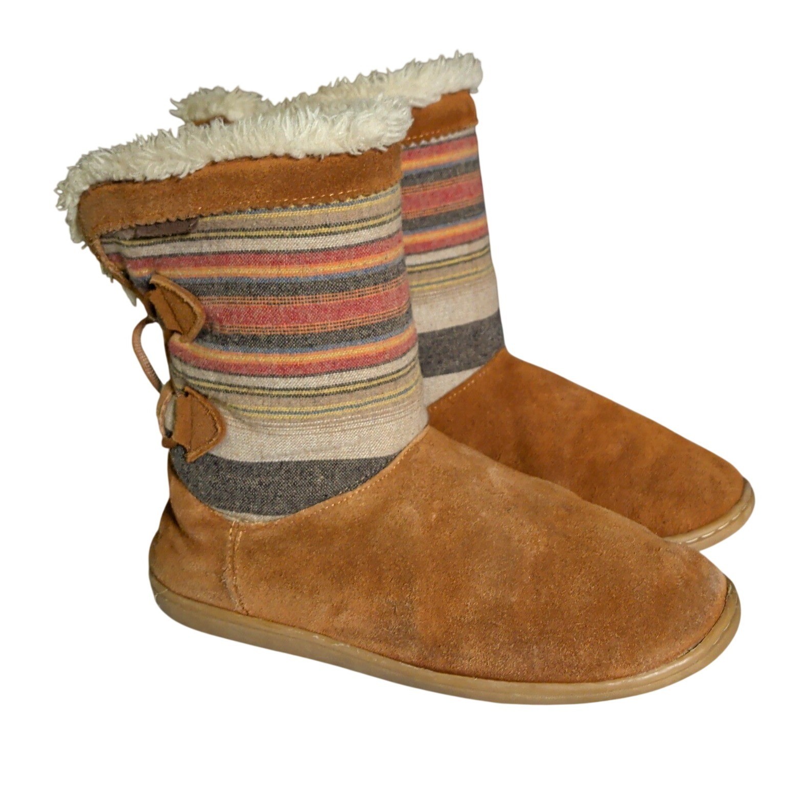 Pendleton Boots Womens Size 9 Faux Fur Striped Western Boho Bohemian Hipster