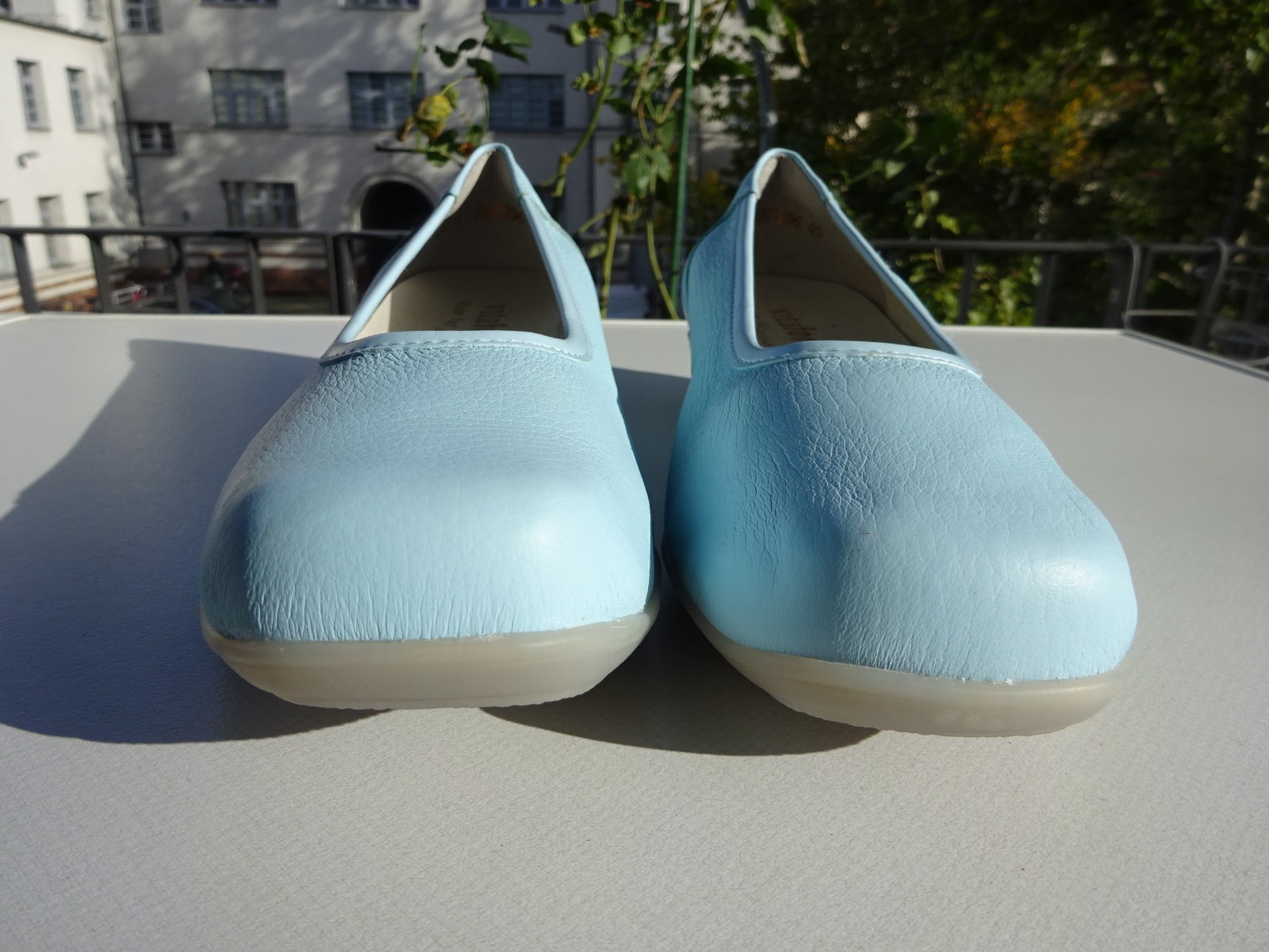 Vitaform women’s ballet flats leather deerskin rubber edge light blue Germany size 38 H New