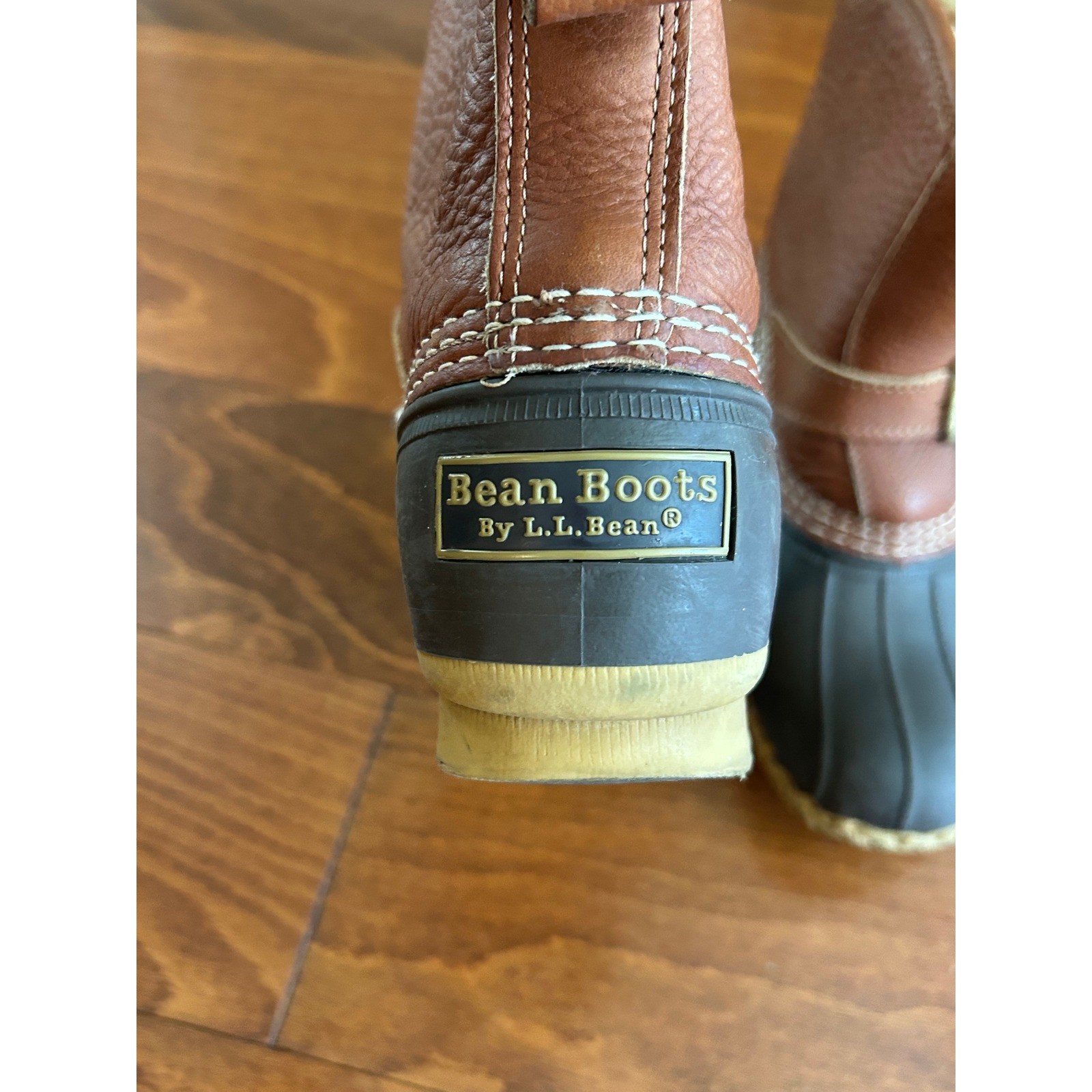 LL Bean Shearling Lined Lounger Bean Boots Brown Leather Duck Boots Womens 8.5??